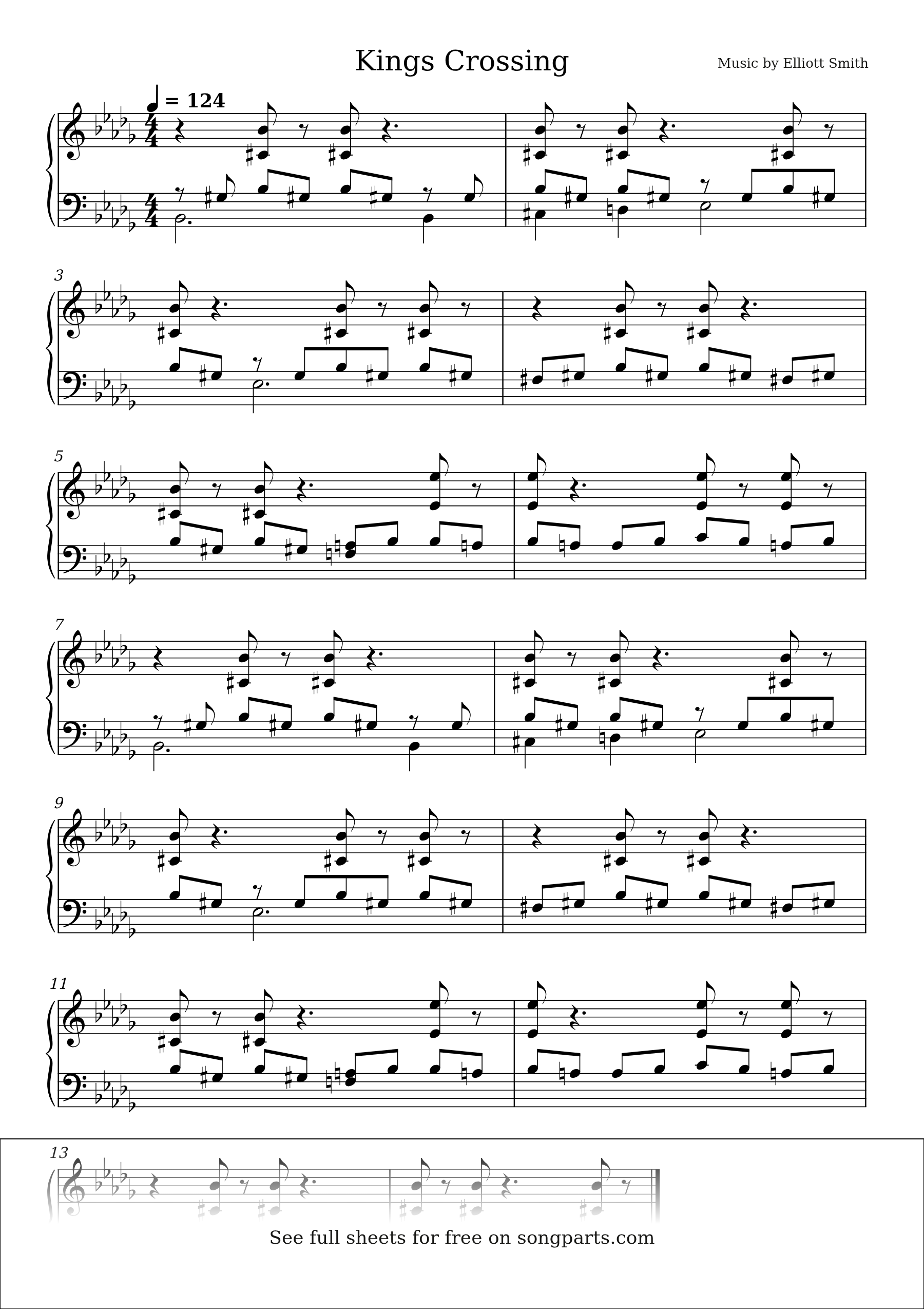 Превью нот Kings Crossing (Elliott Smith)