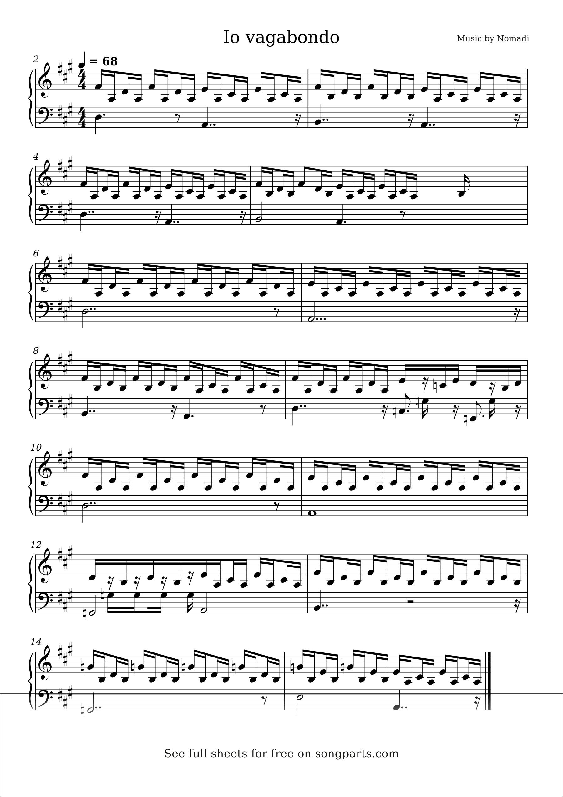 Sheet music preview for Io vagabondo by Nomadi