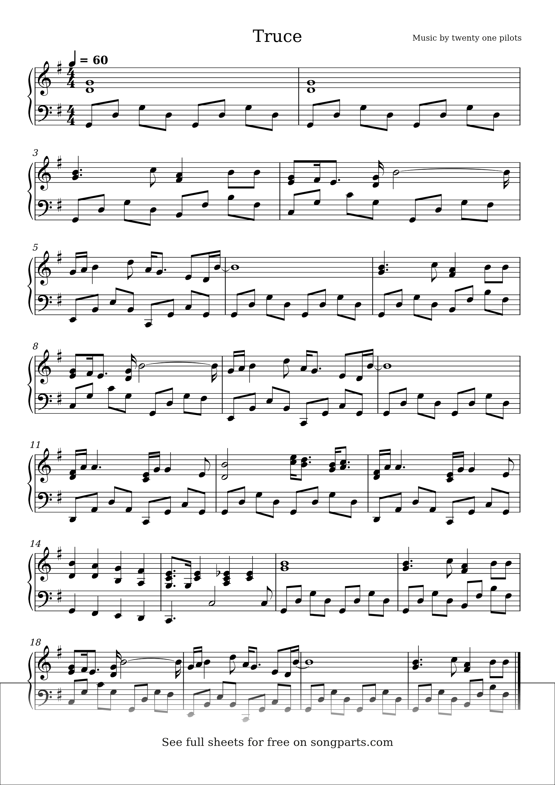 Vista previa de la partitura de Truce de twenty one pilots