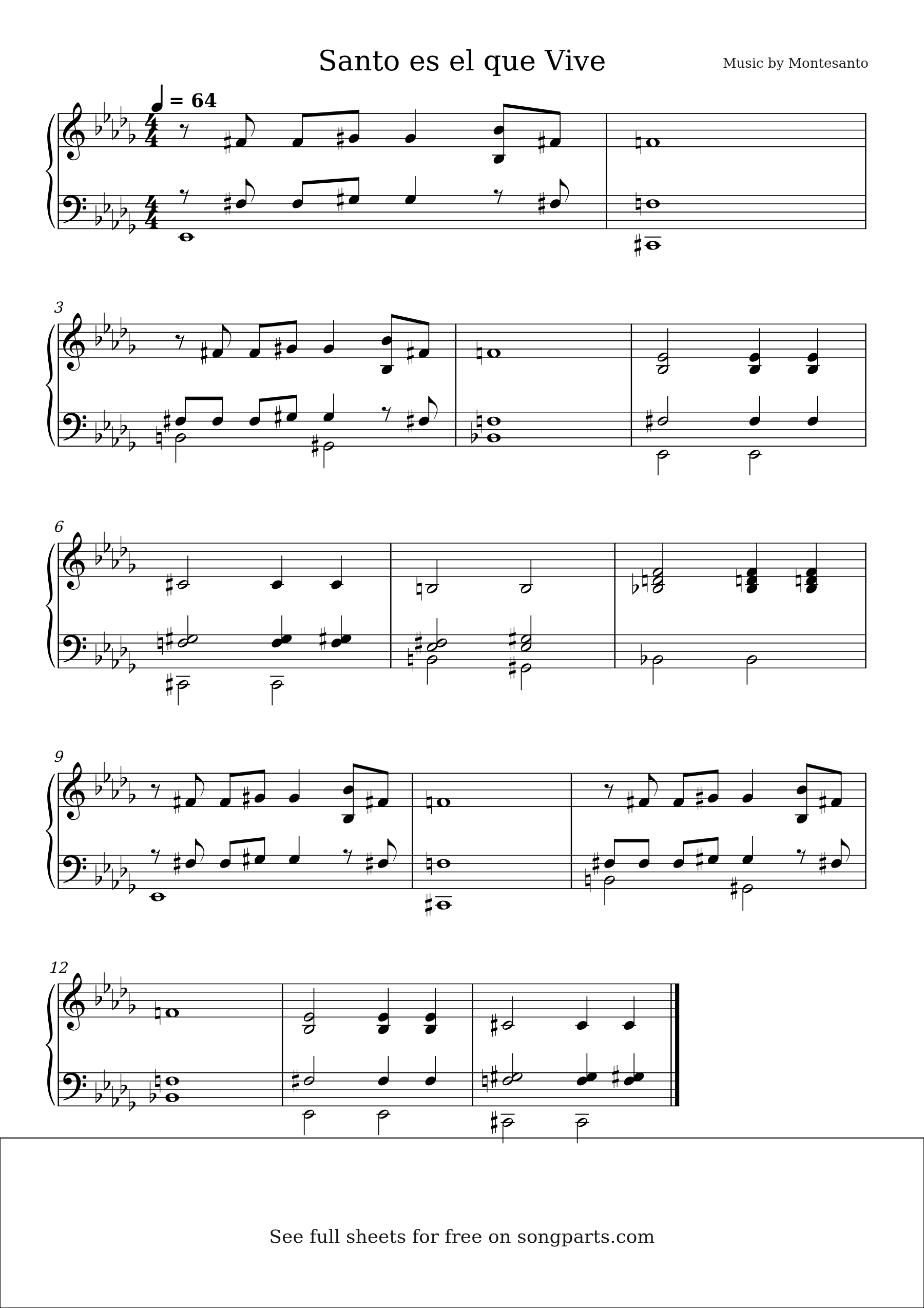 Sheet music preview for Santo es el que Vive by Montesanto