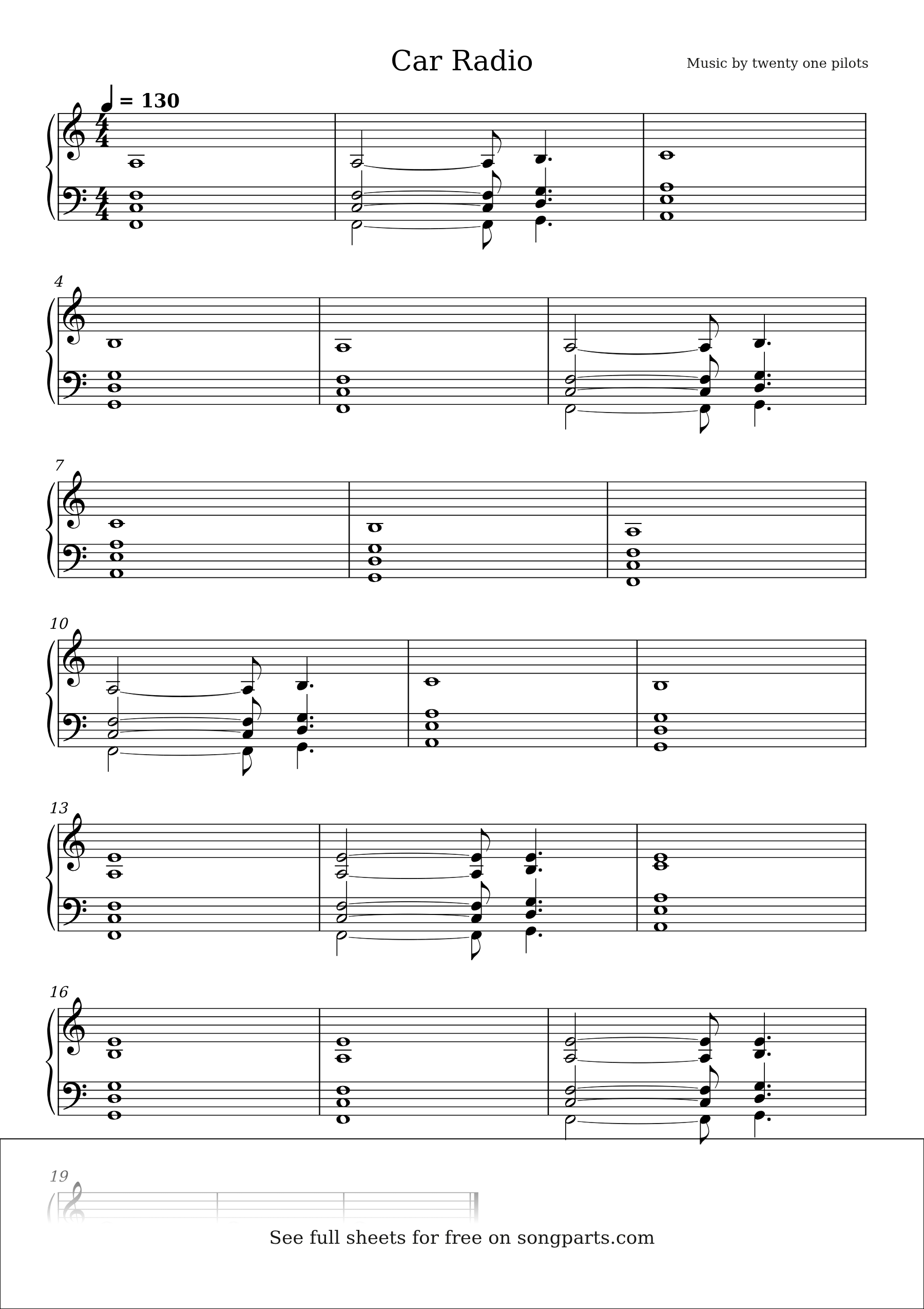 Sheet music preview for Car Radio by twenty one pilots