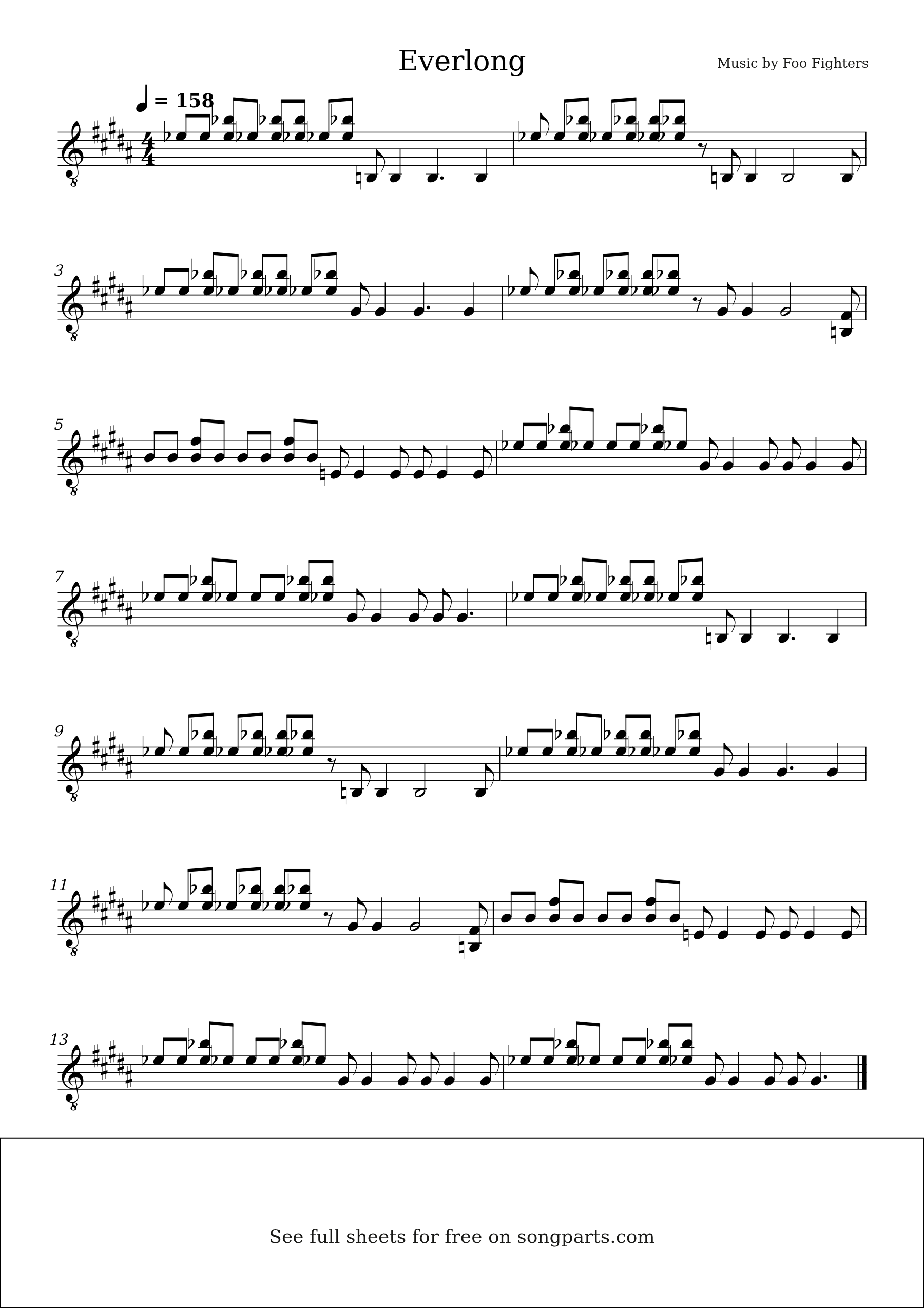 Vista previa de la partitura de Everlong de Foo Fighters