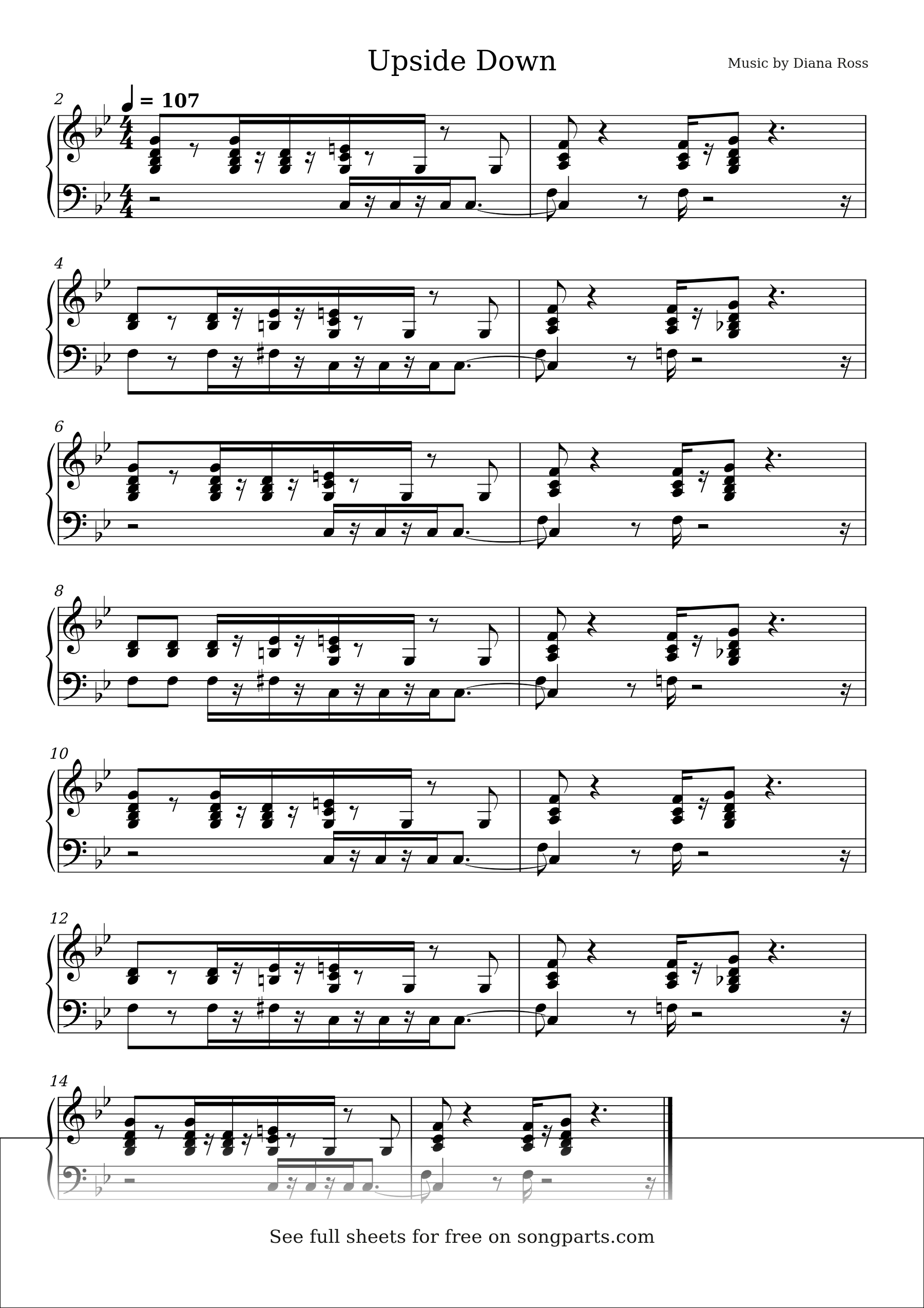 Vista previa de la partitura de Upside Down de Diana Ross