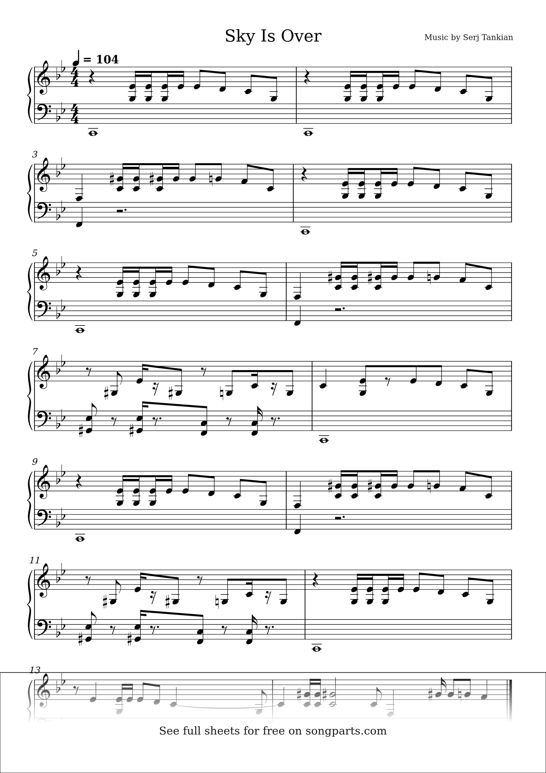 Sheet music preview for Sky Is Over by Serj Tankian
