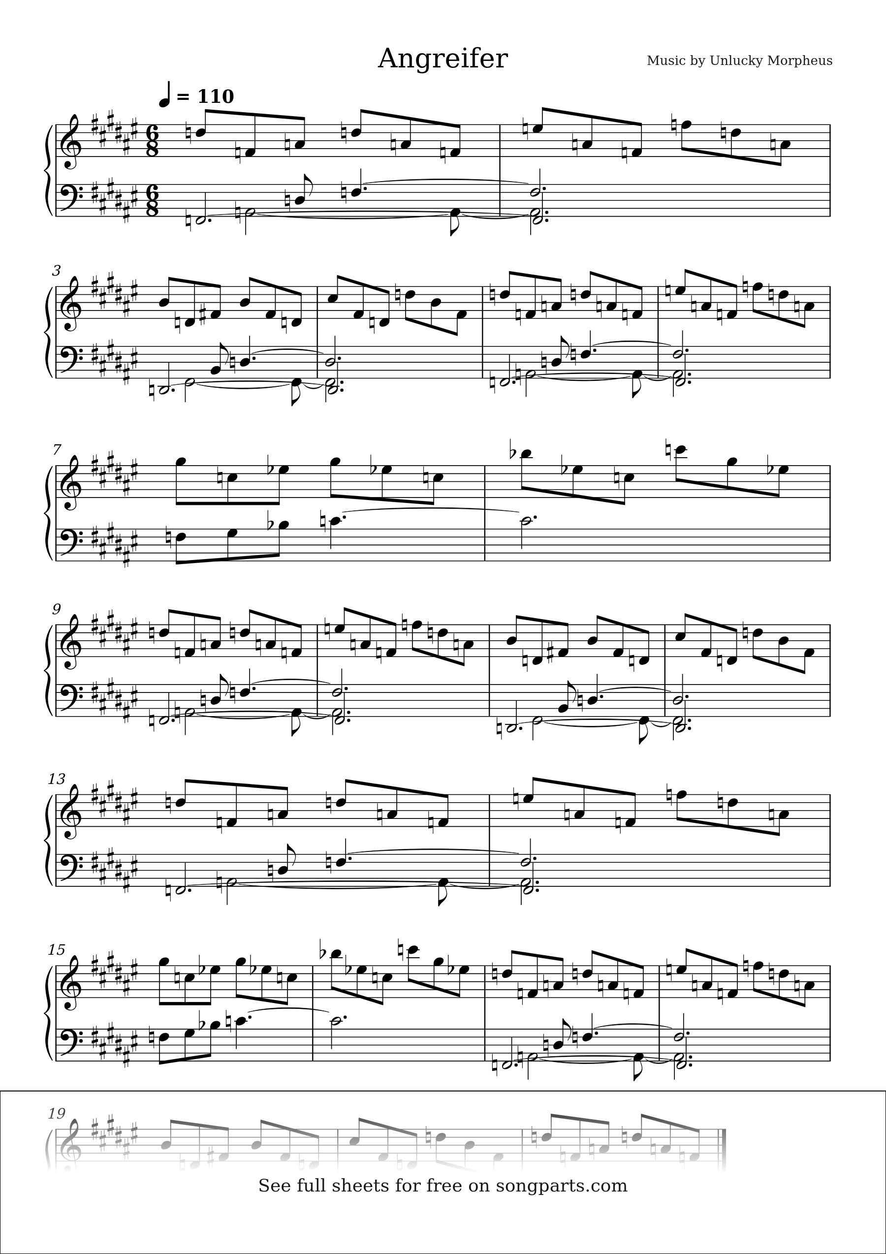 Sheet music preview for Angreifer by Unlucky Morpheus