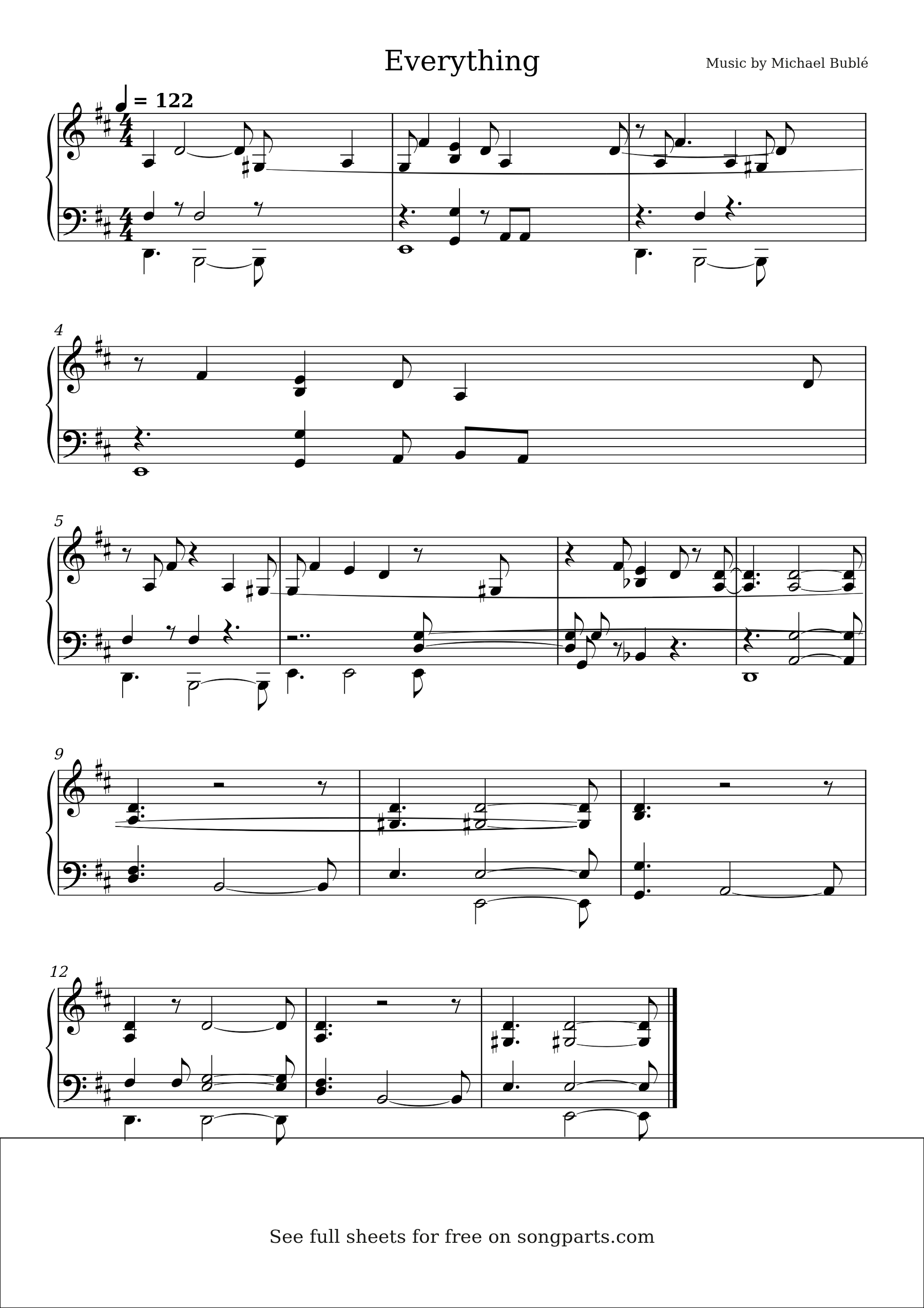 Sheet music preview for Everything by Michael Bublé