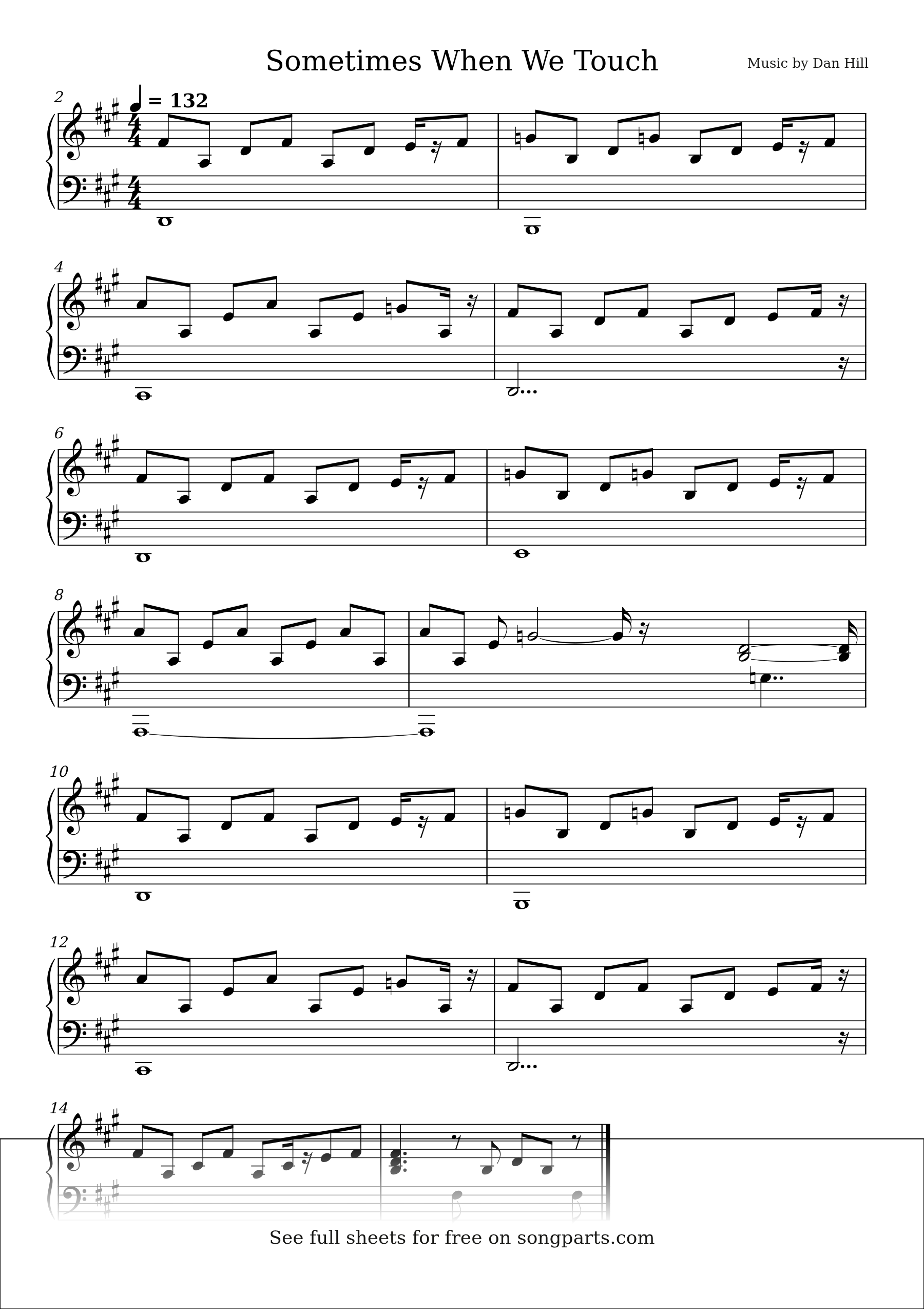 Vista previa de la partitura de Sometimes When We Touch de Dan Hill