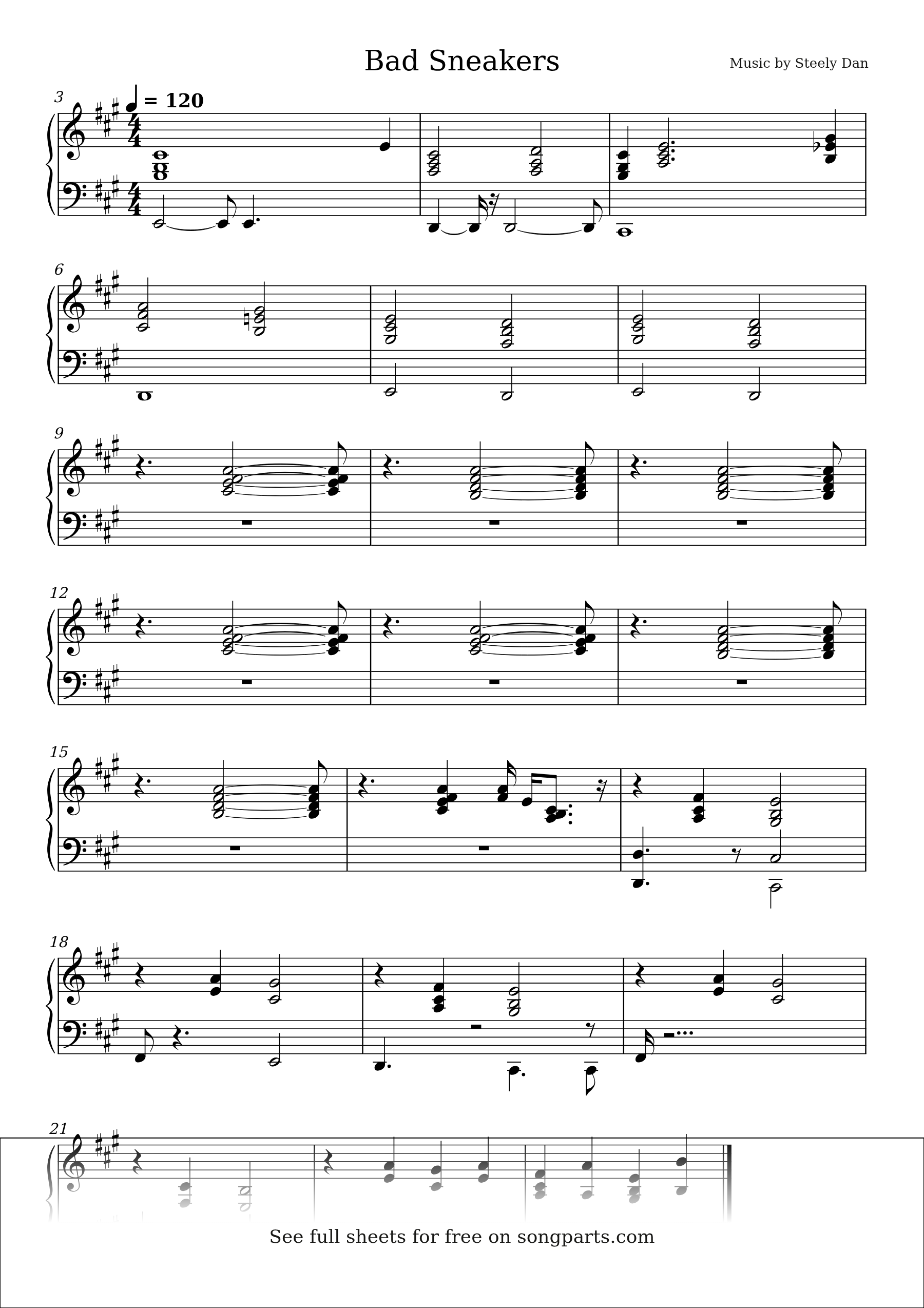 Sheet music preview for Bad Sneakers by Steely Dan