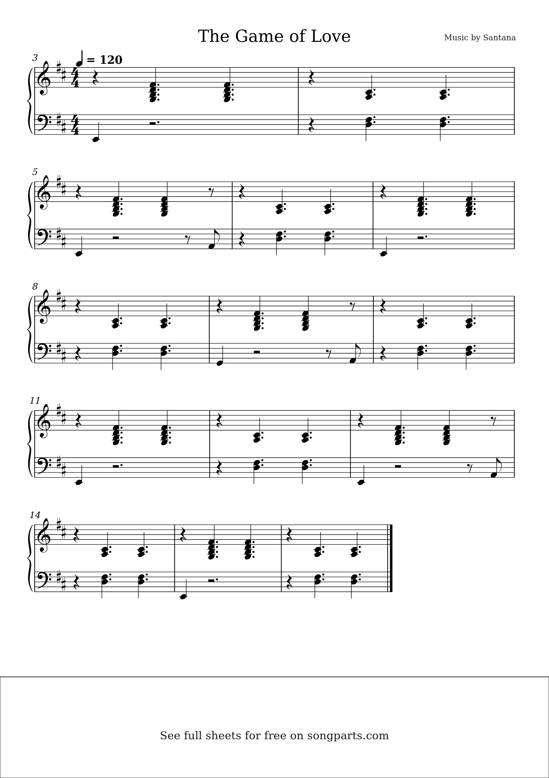 Sheet music preview for The Game of Love by Santana