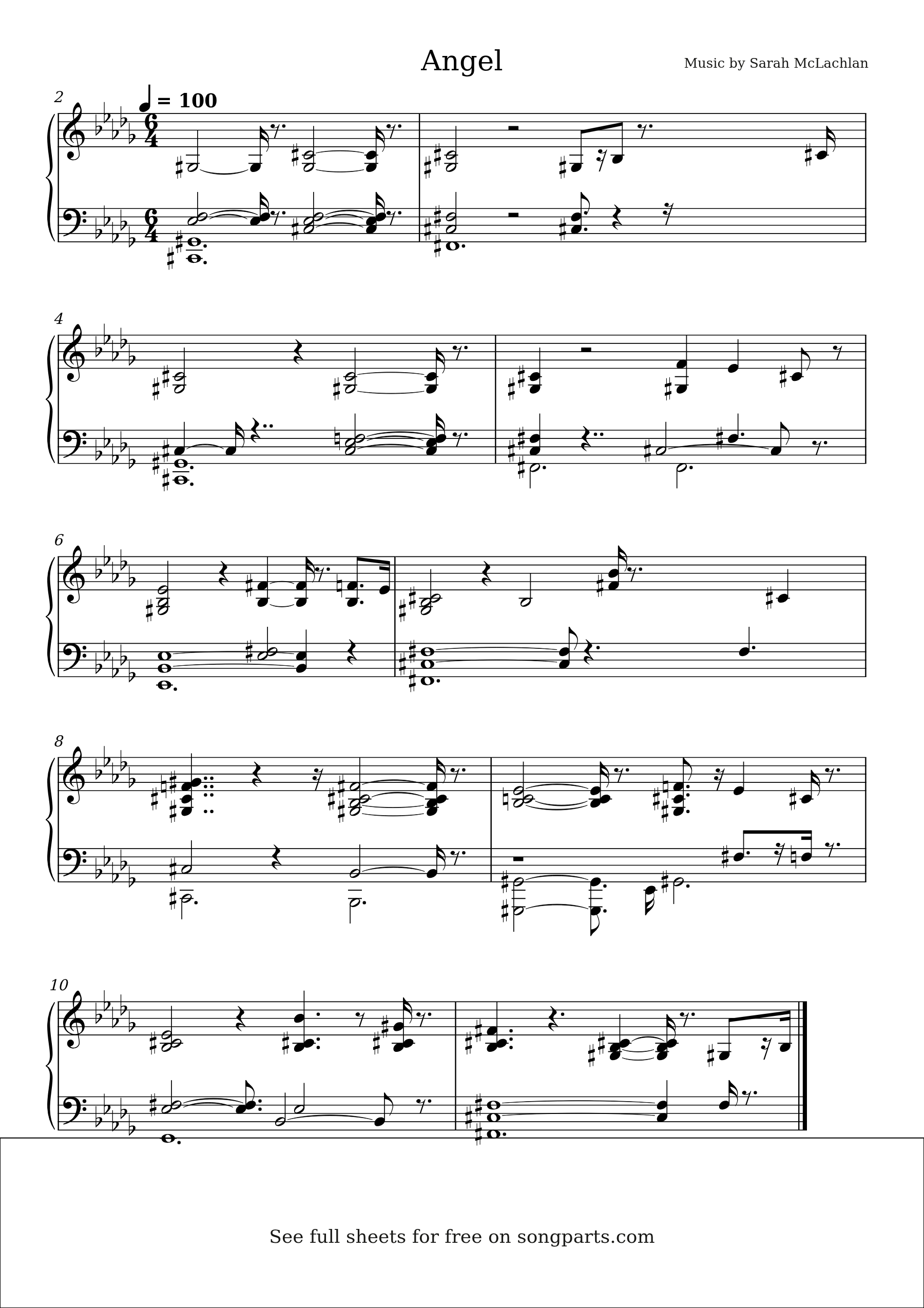 Превью нот Angel (Sarah McLachlan)