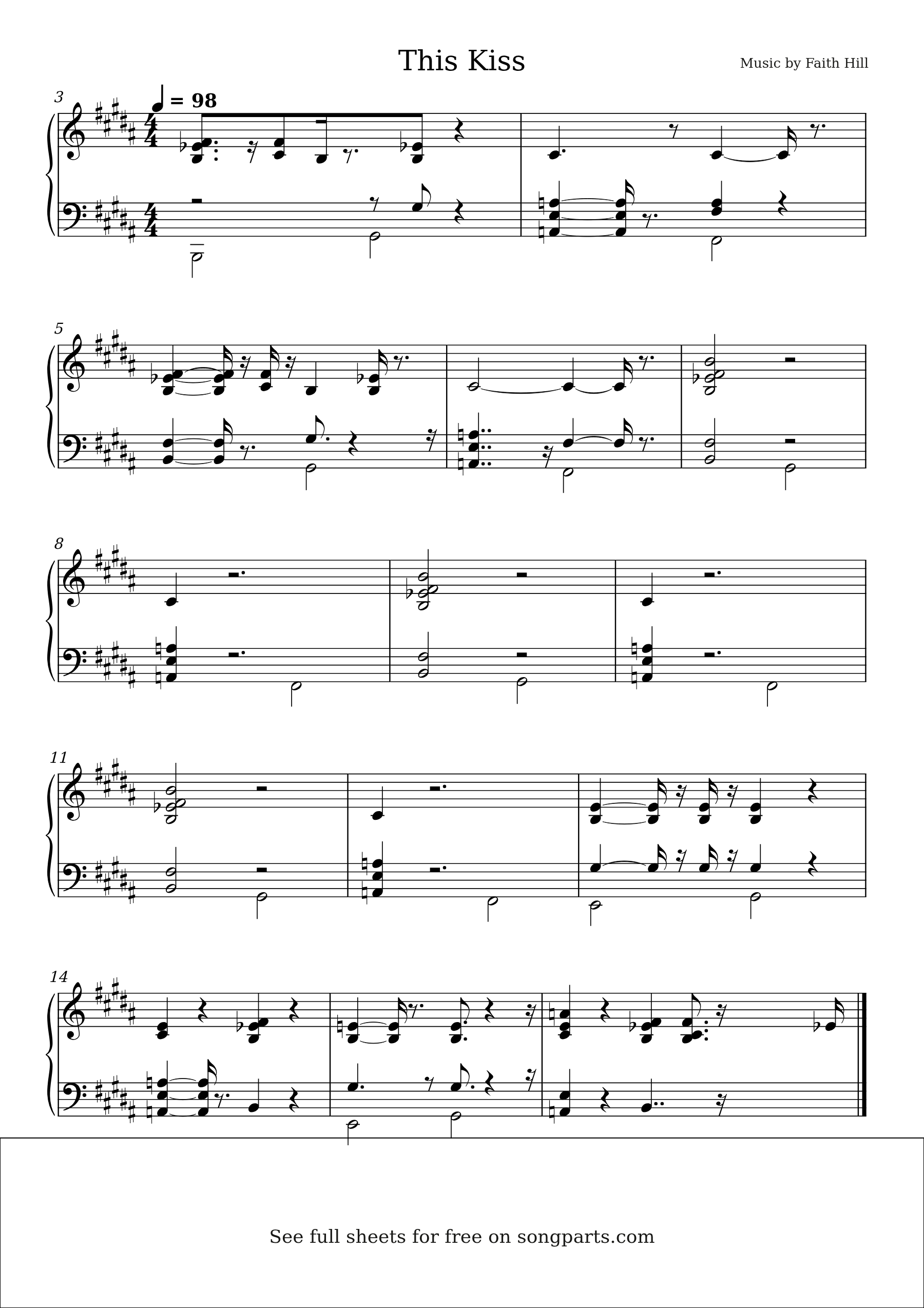 Vista previa de la partitura de This Kiss de Faith Hill