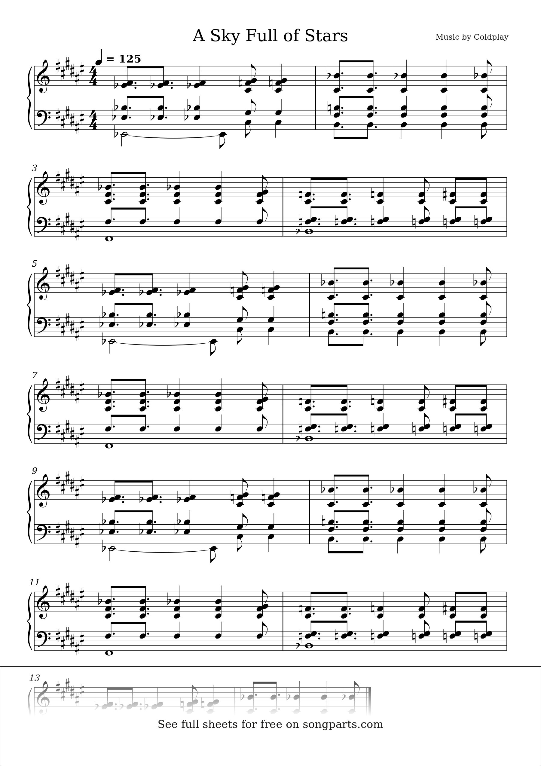 Превью нот A Sky Full of Stars (Coldplay)