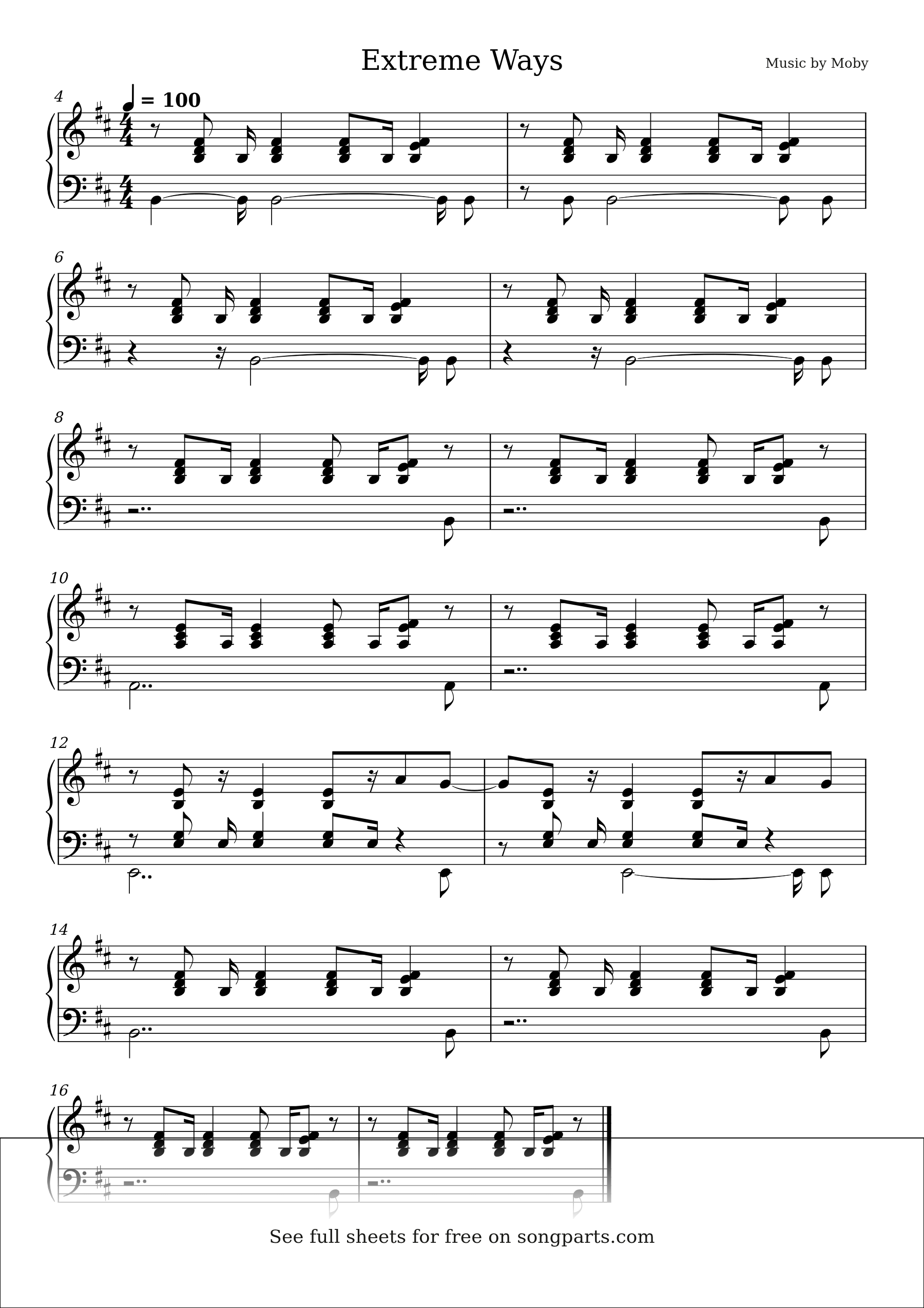 Vista previa de la partitura de Extreme Ways de Moby