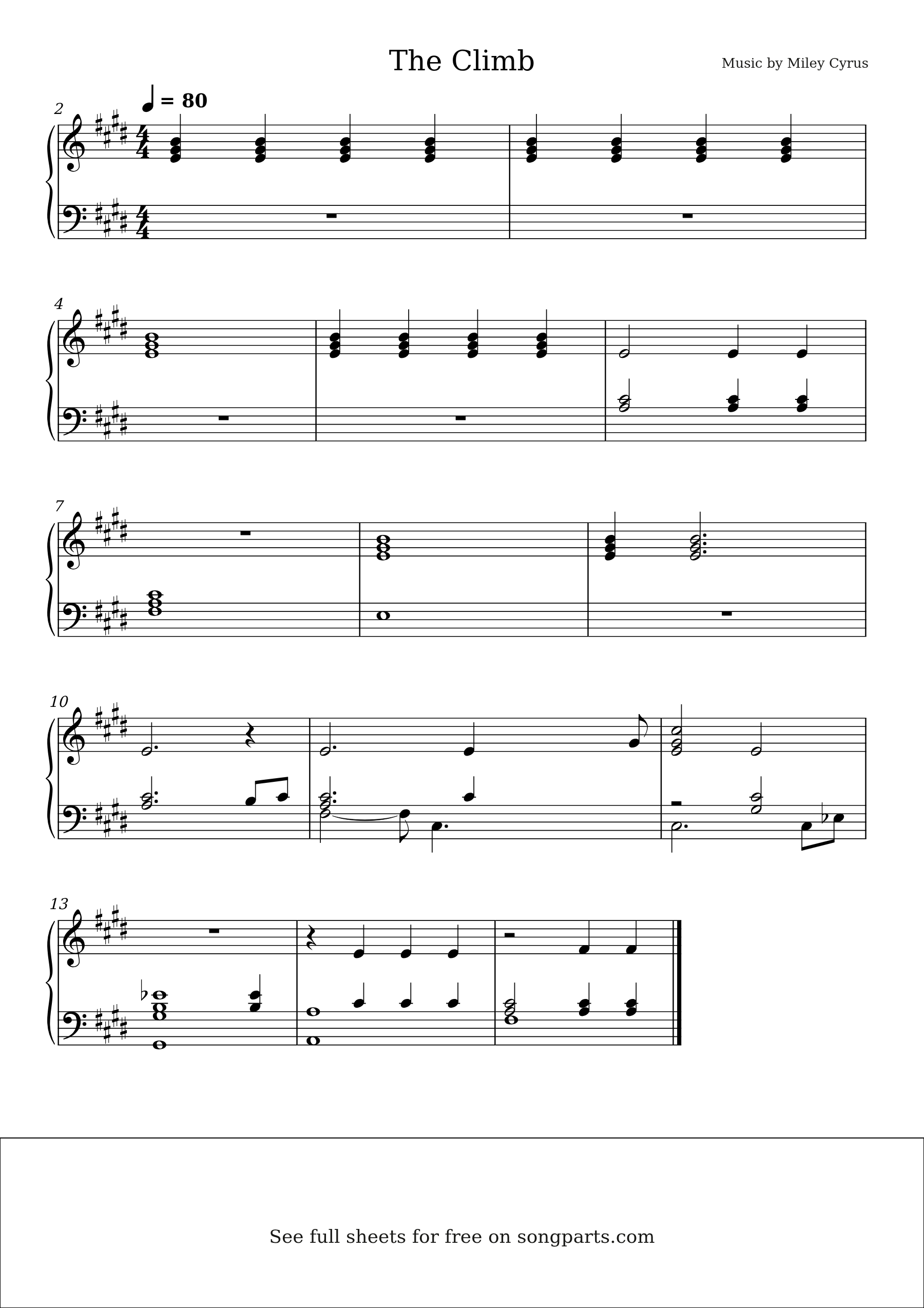 Sheet music preview for The Climb by Miley Cyrus