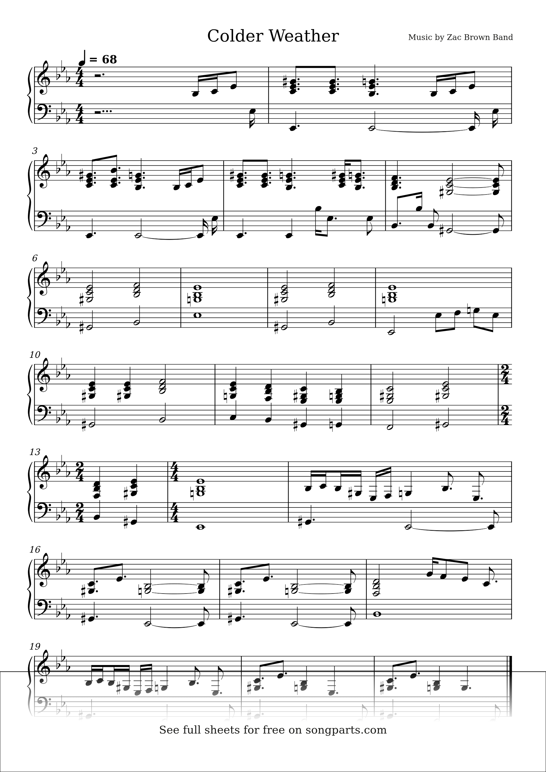 Превью нот Colder Weather (Zac Brown Band)