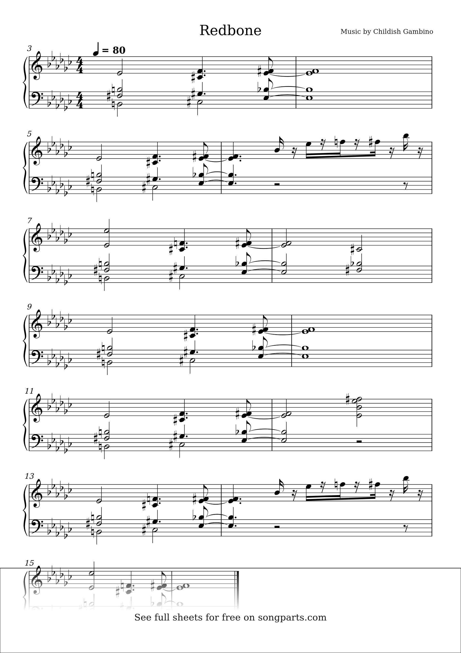 Sheet music preview for Redbone by Childish Gambino