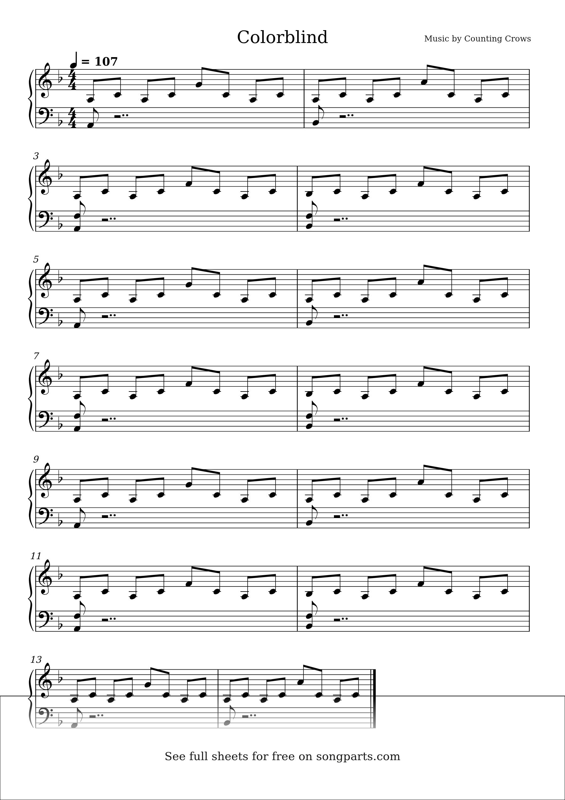 Превью нот Colorblind (Counting Crows)