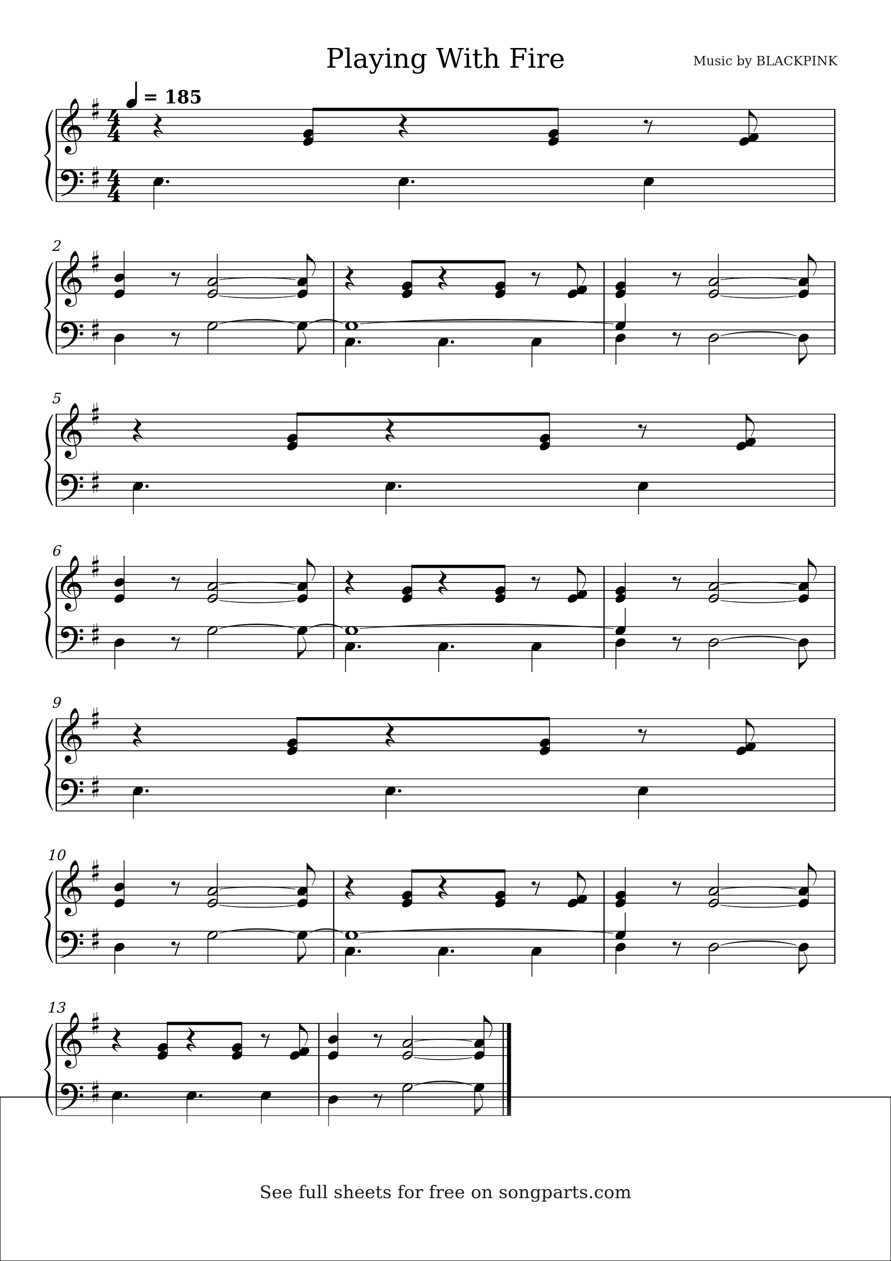 Vista previa de la partitura de Playing With Fire de BLACKPINK