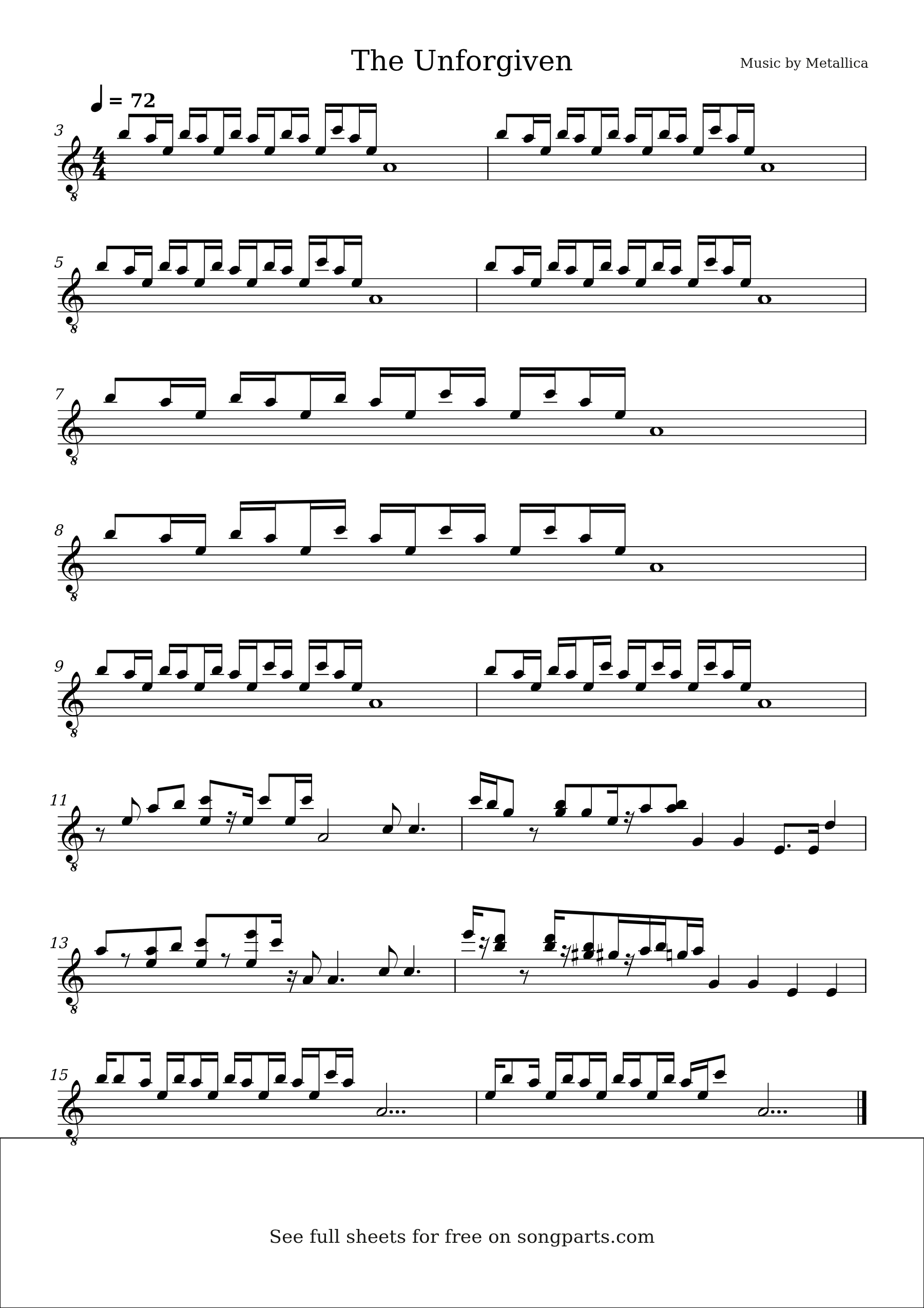 Vista previa de la partitura de The Unforgiven de Metallica