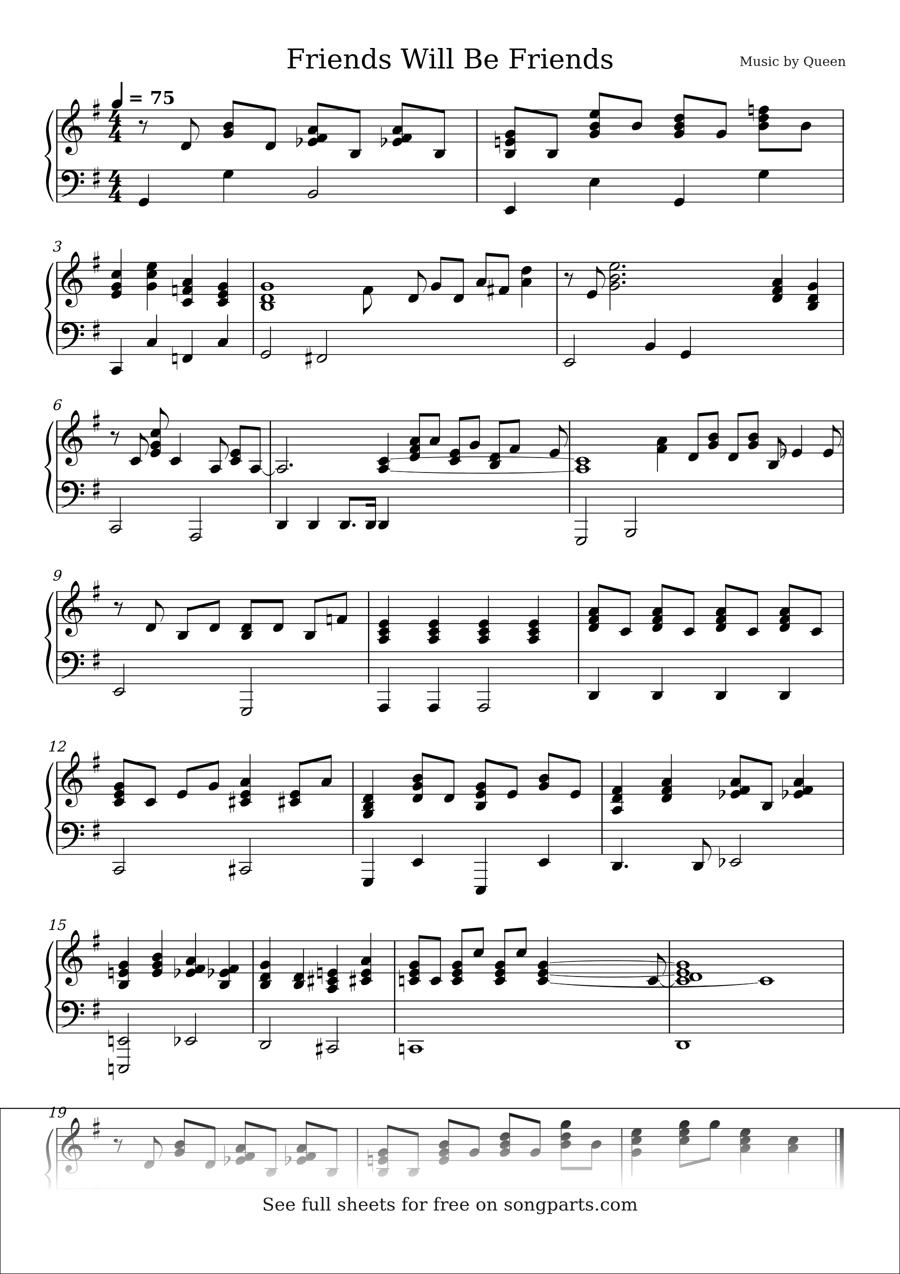 Sheet music preview for Friends Will Be Friends by Queen
