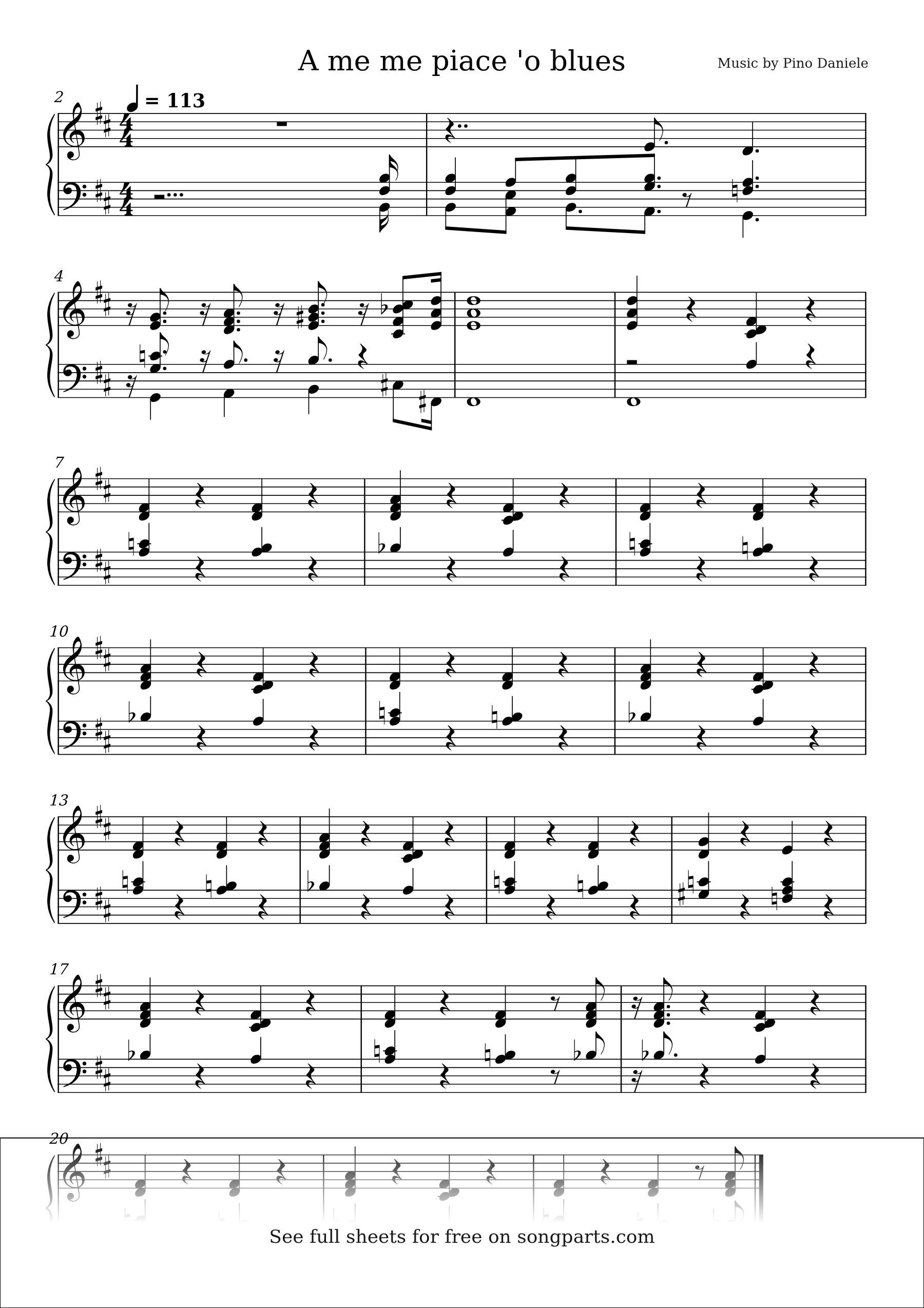 Превью нот A me me piace 'o blues (Pino Daniele)