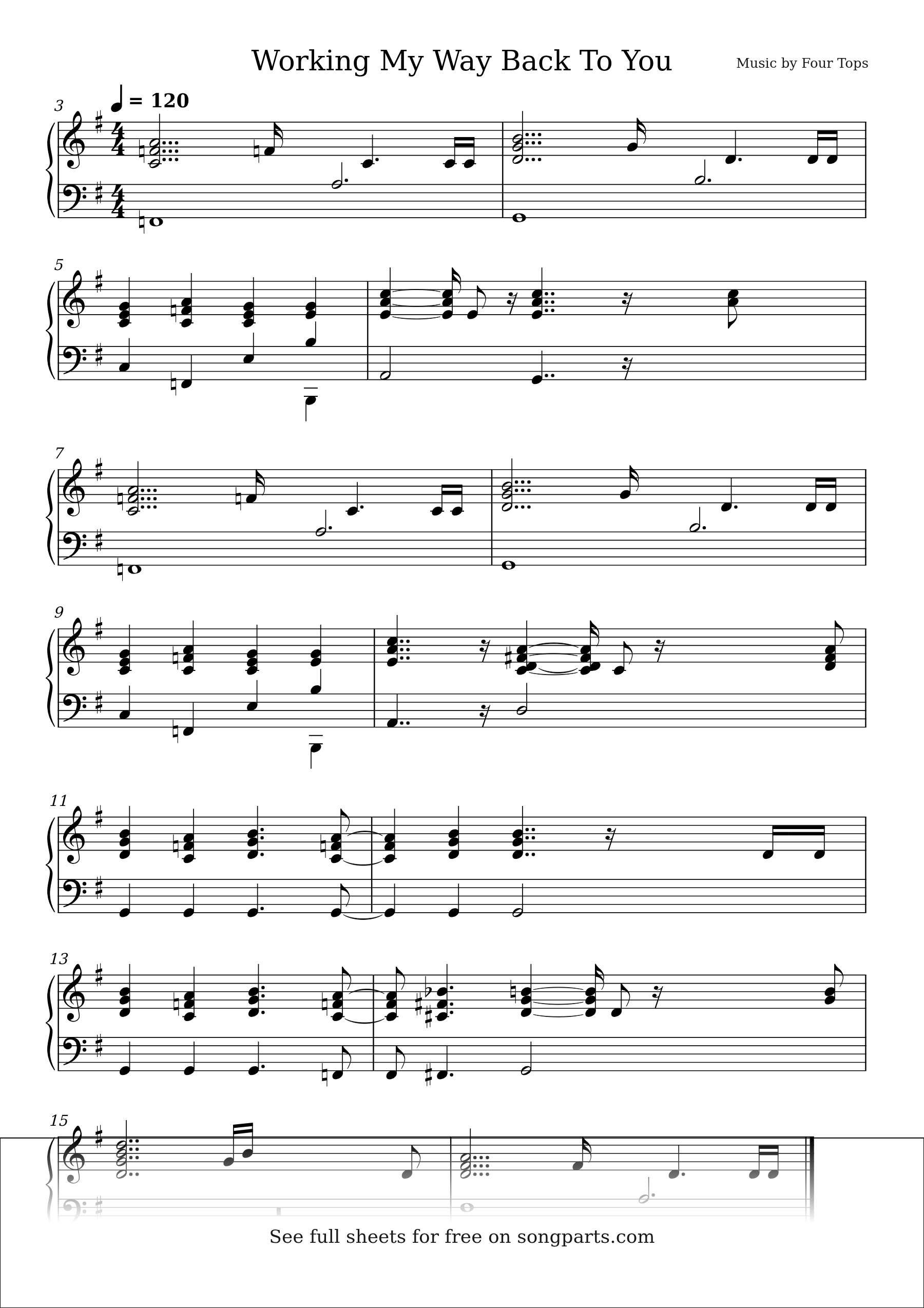 Sheet music preview for Working My Way Back To You by Four Tops