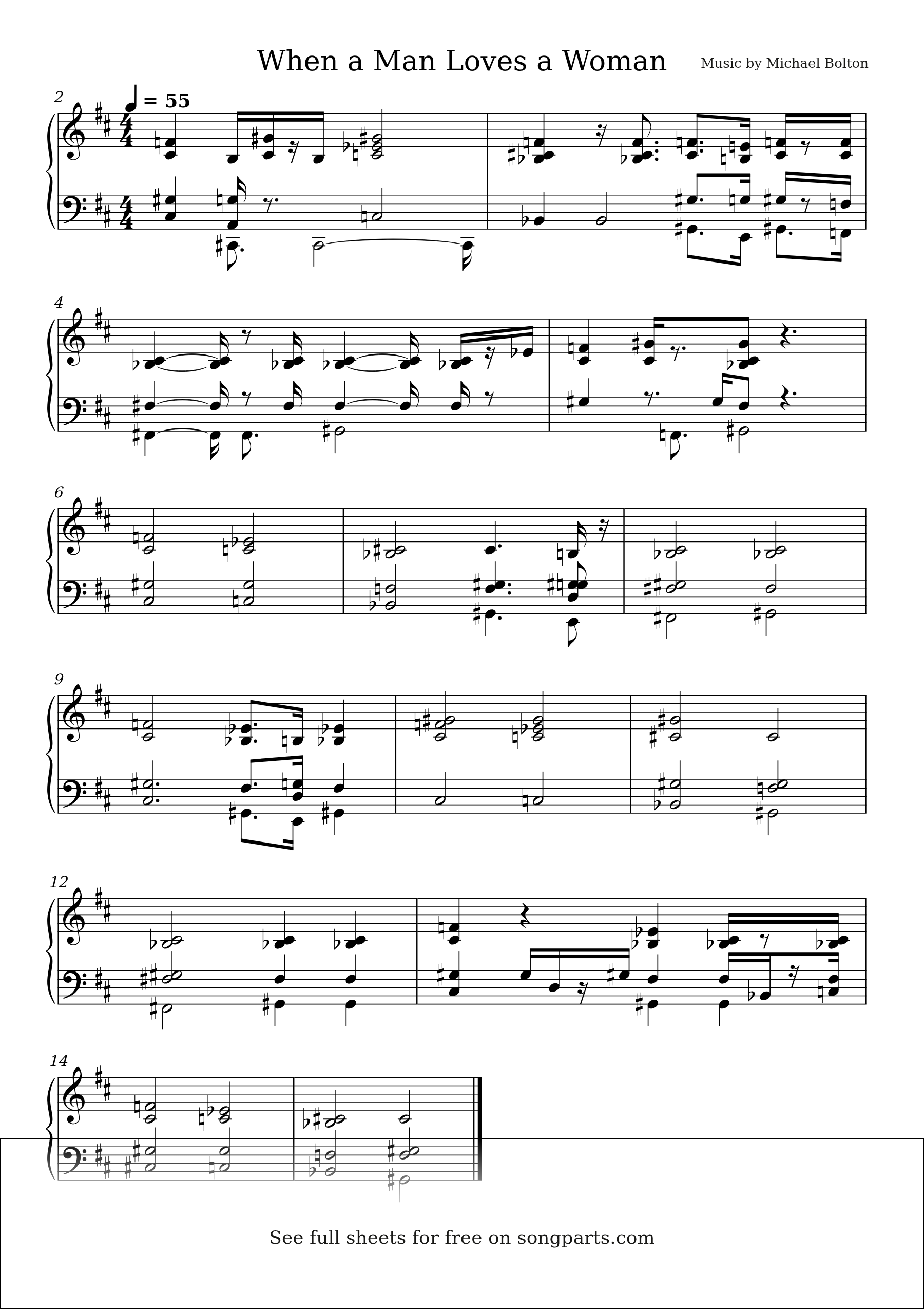 Sheet music preview for When a Man Loves a Woman by Michael Bolton