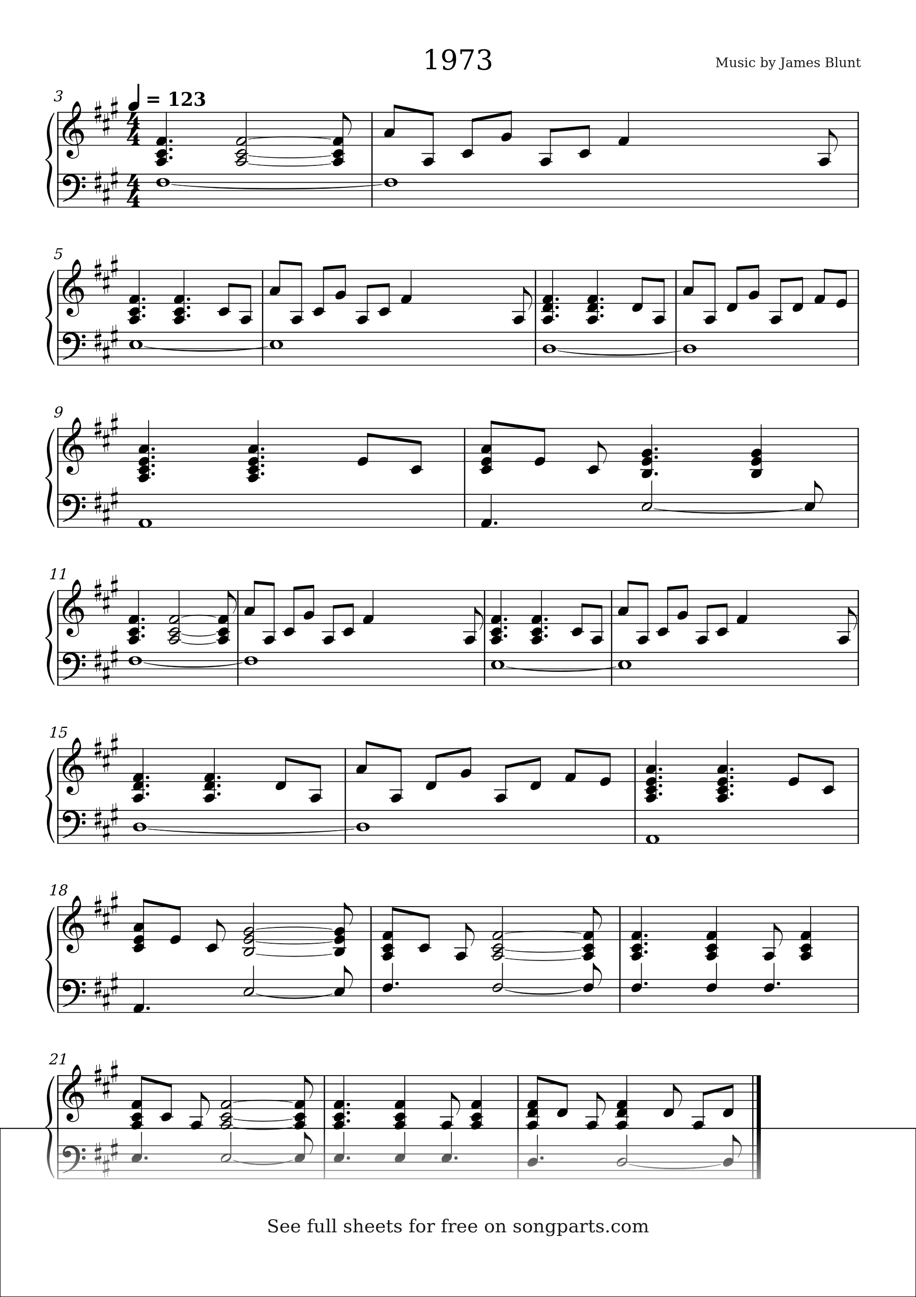 Vista previa de la partitura de 1973 de James Blunt