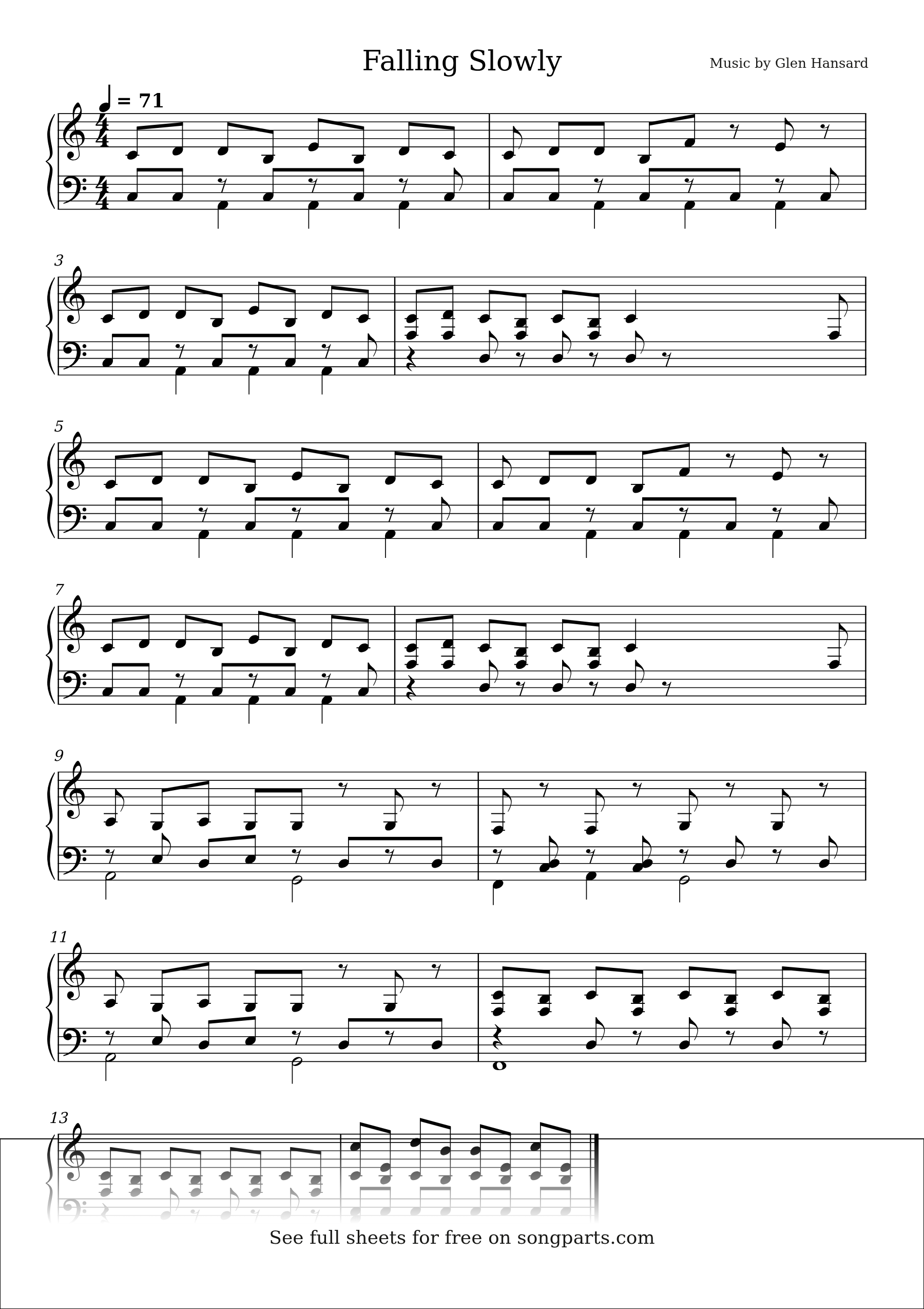 Превью нот Falling Slowly (Glen Hansard)