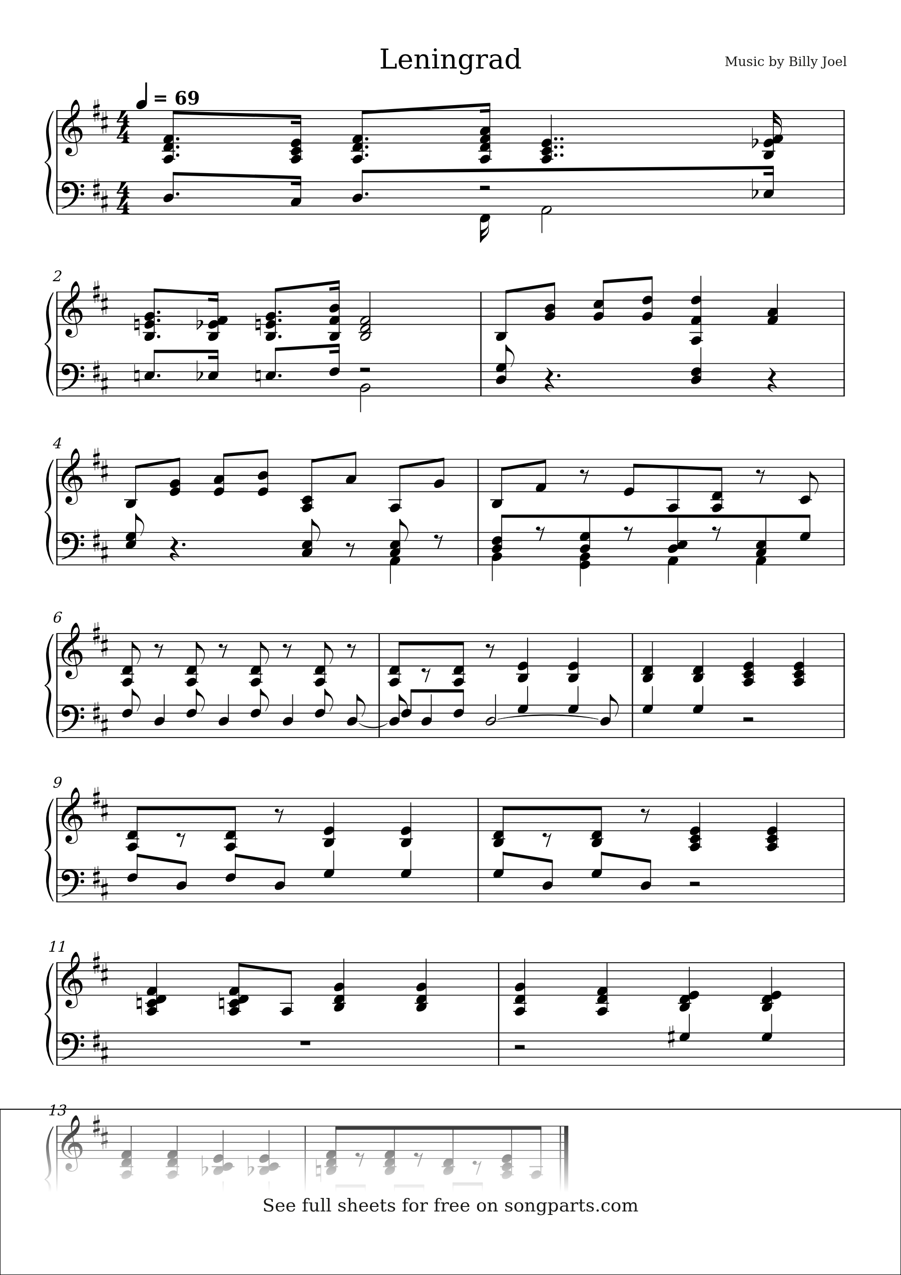 Sheet music preview for Leningrad by Billy Joel