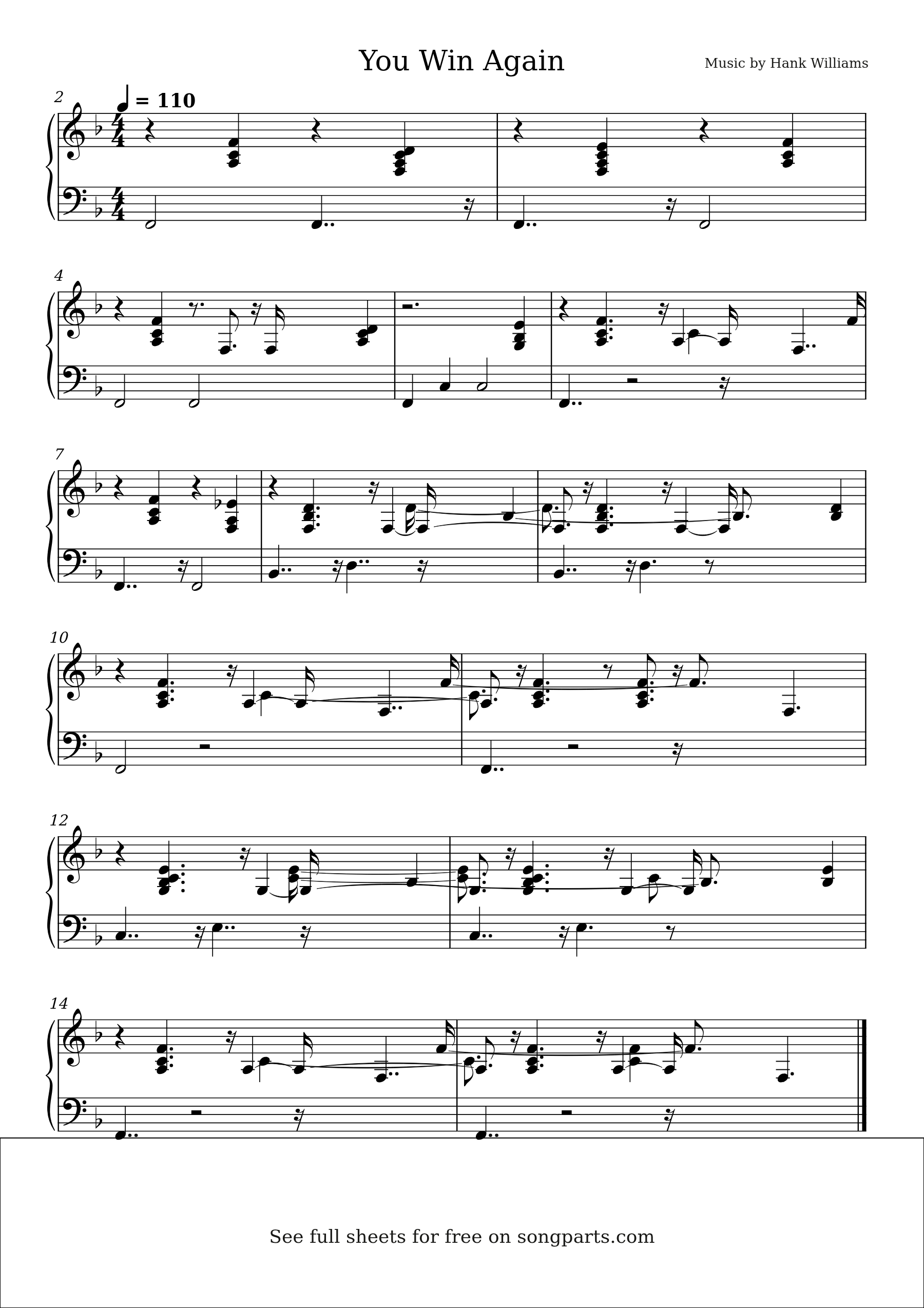 Sheet music preview for You Win Again by Hank Williams