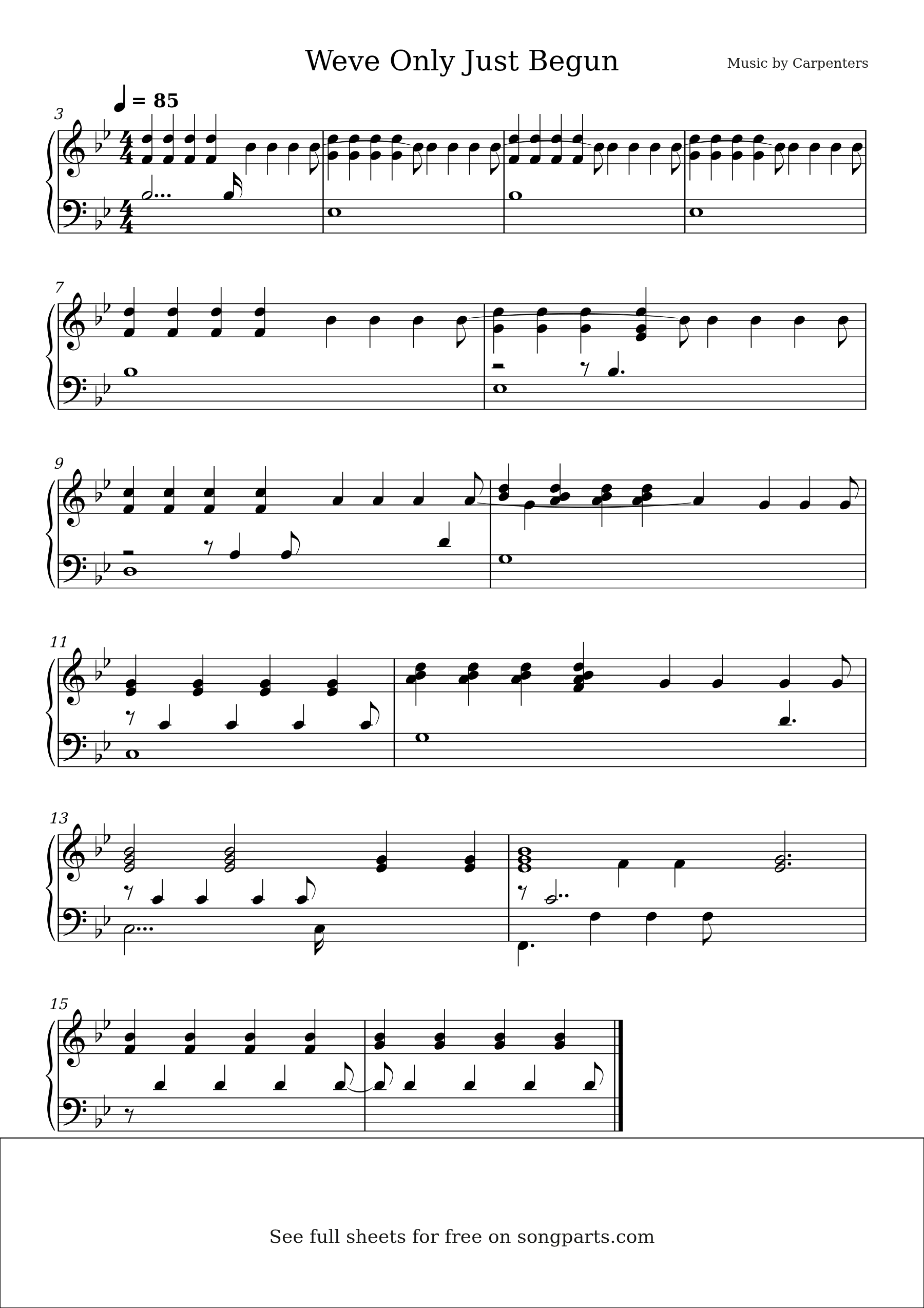 Vista previa de la partitura de Weve Only Just Begun de Carpenters