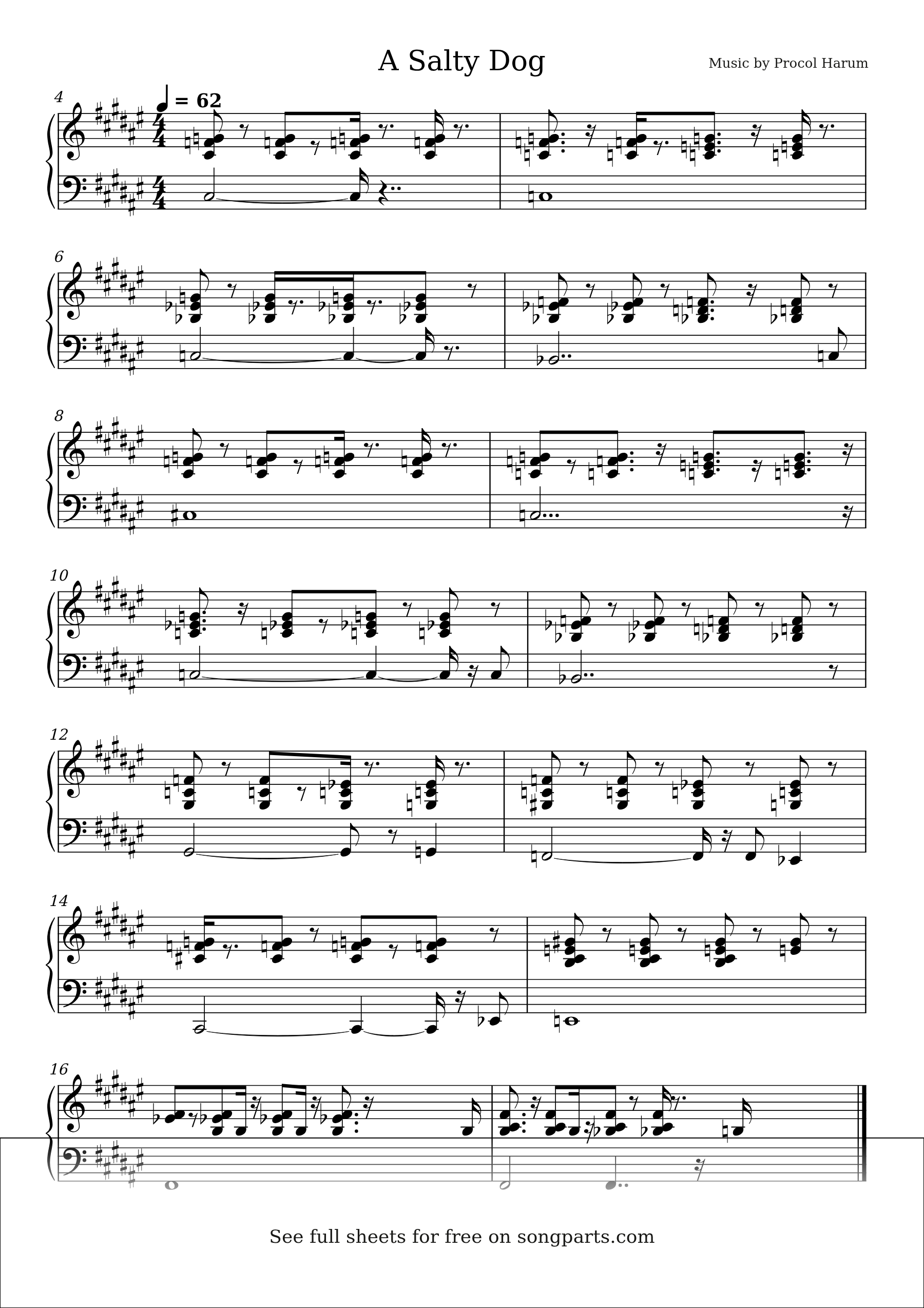 Vista previa de la partitura de A Salty Dog de Procol Harum