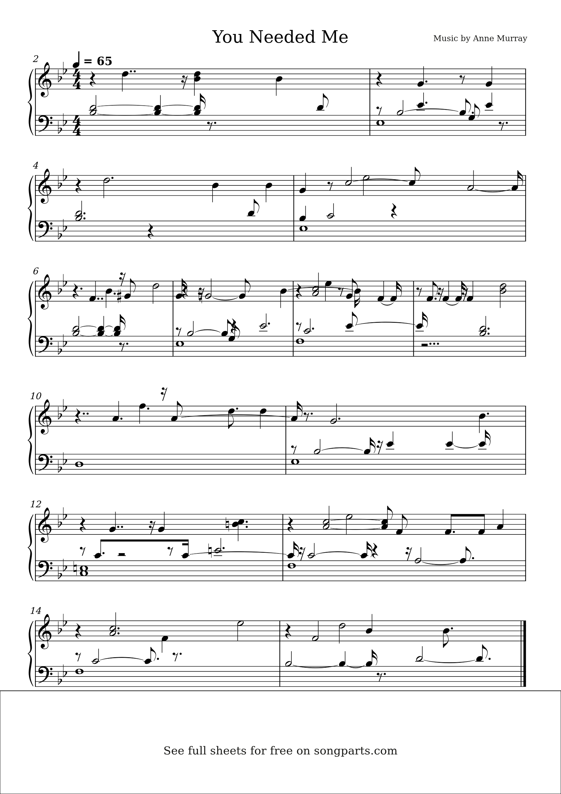 Превью нот You Needed Me (Anne Murray)