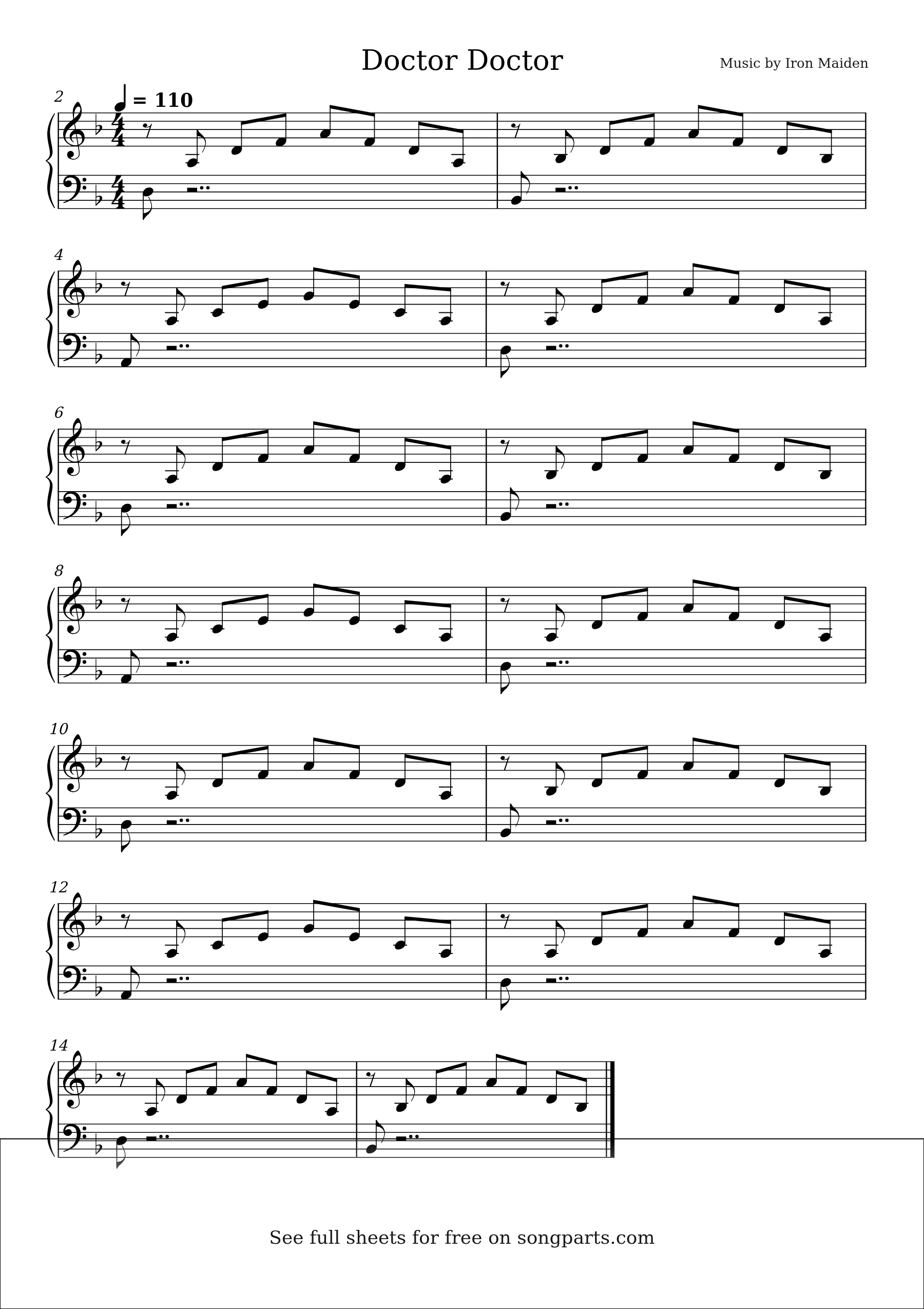 Sheet music preview for Doctor Doctor by Iron Maiden