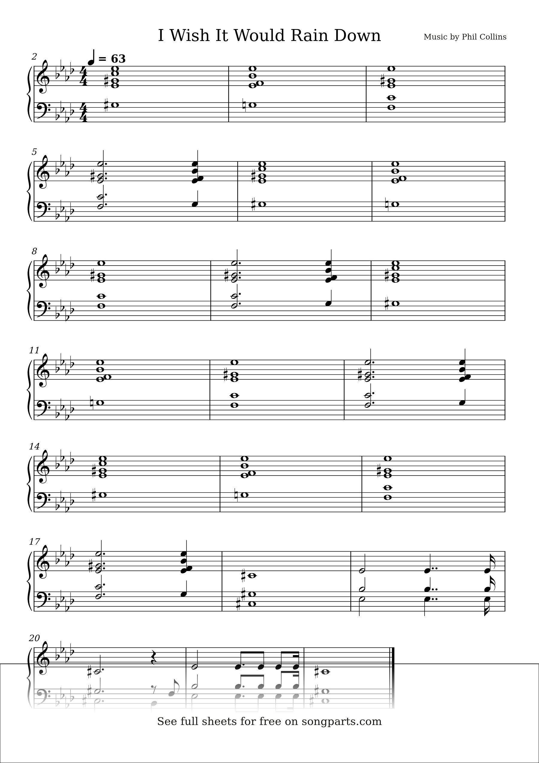 Sheet music preview for I Wish It Would Rain Down by Phil Collins