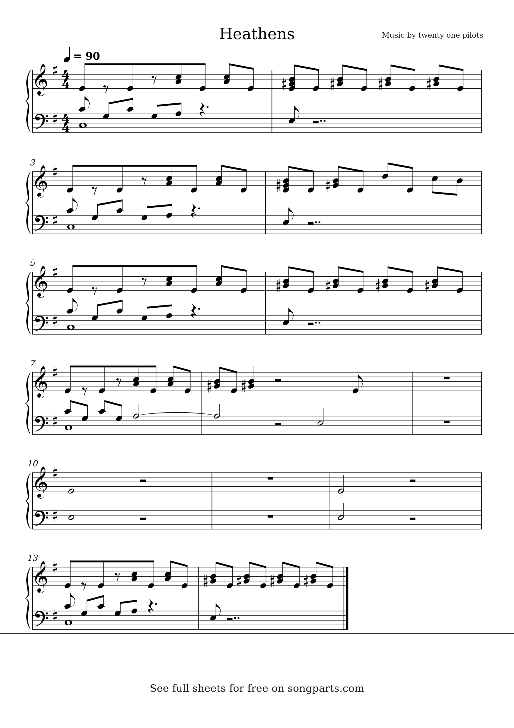 Vista previa de la partitura de Heathens de twenty one pilots