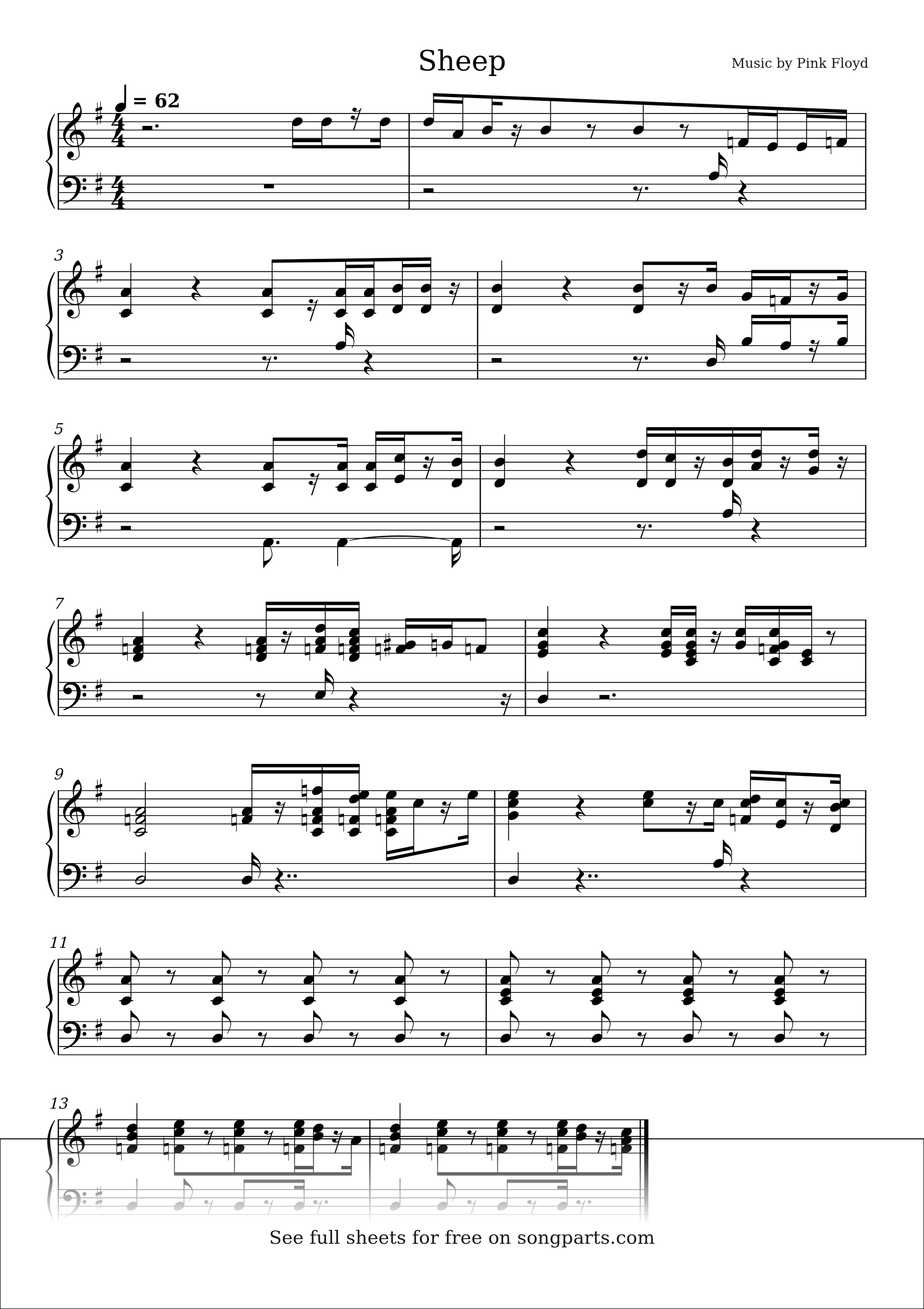 Vista previa de la partitura de Sheep de Pink Floyd