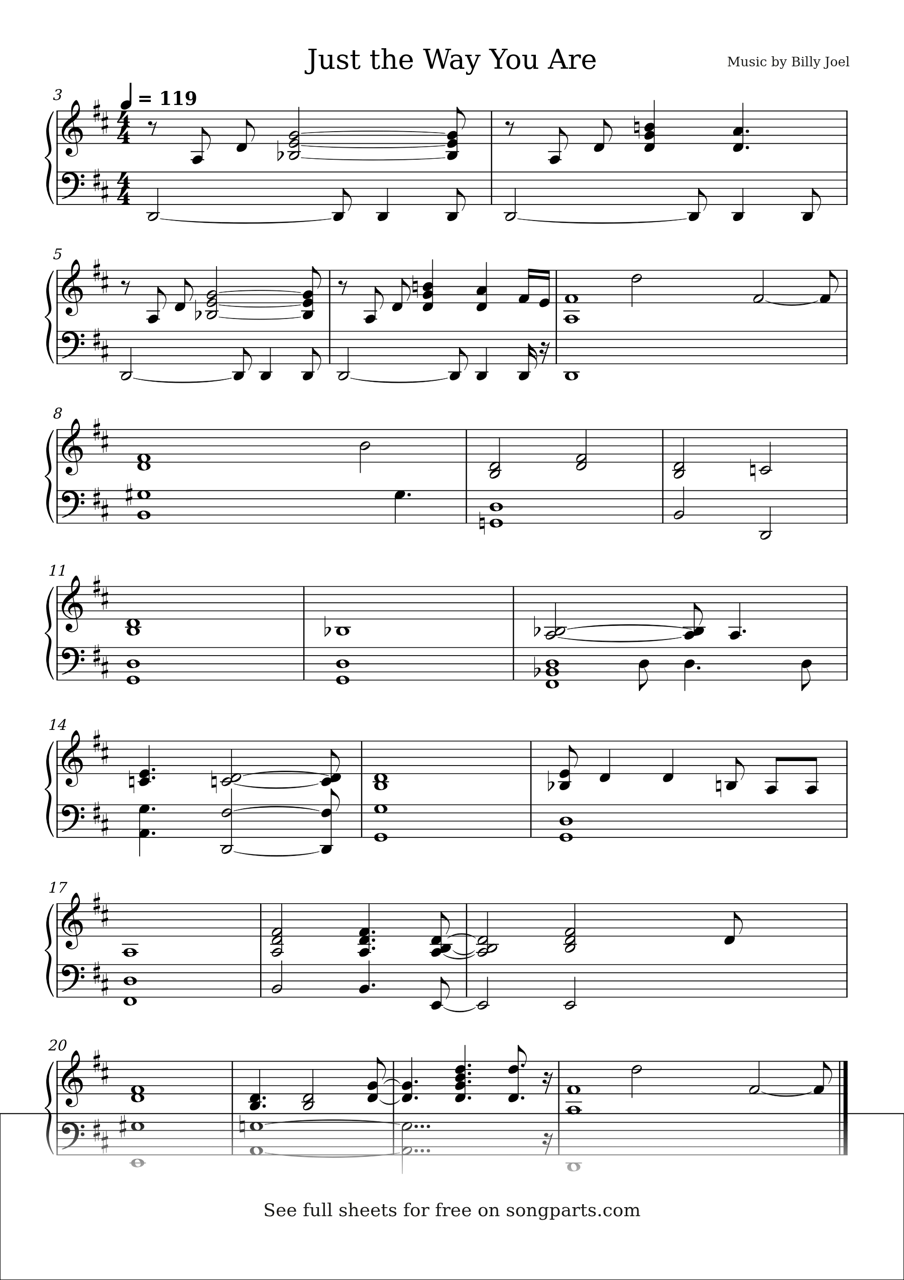 Sheet music preview for Just the Way You Are by Billy Joel