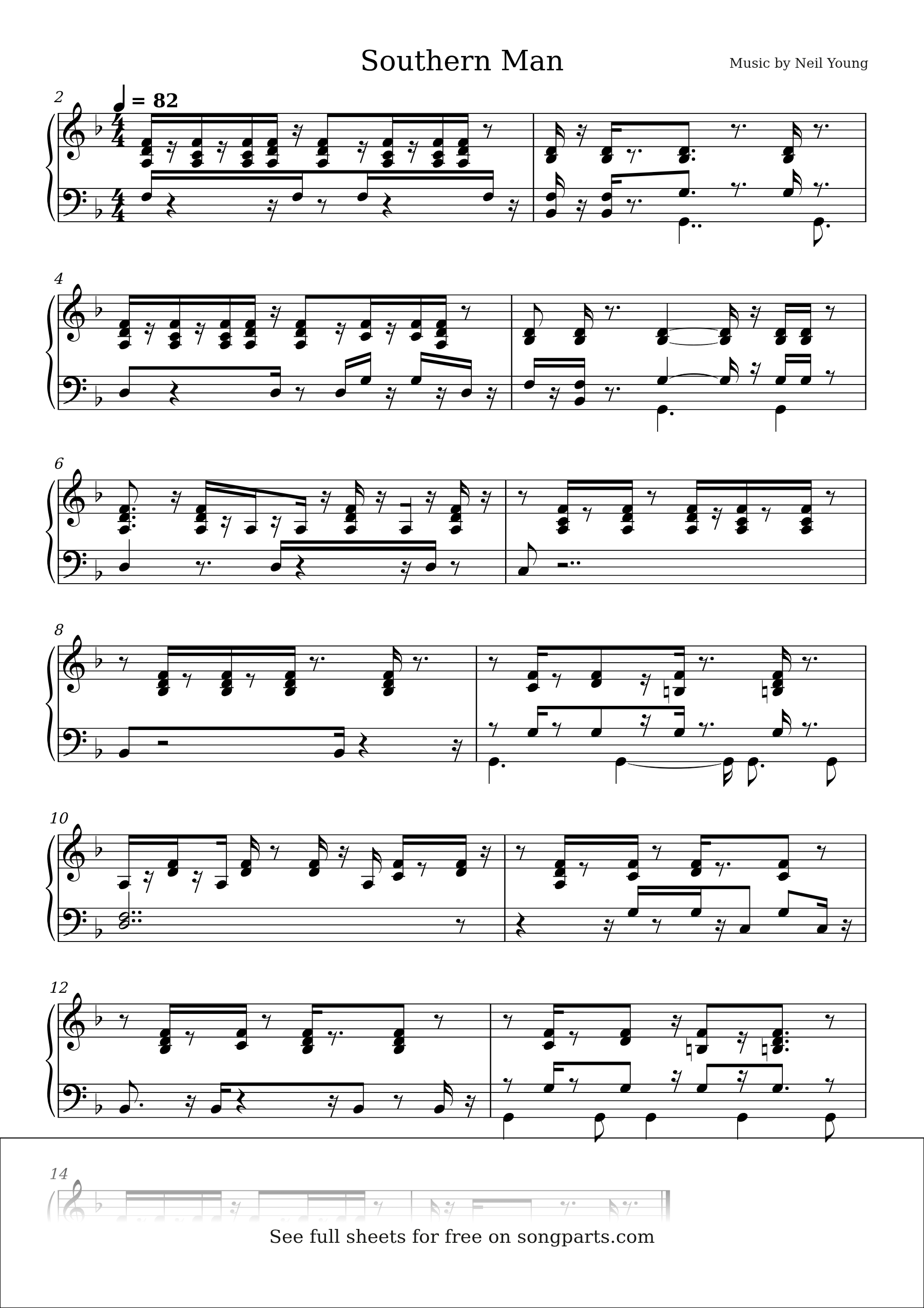 Vista previa de la partitura de Southern Man de Neil Young