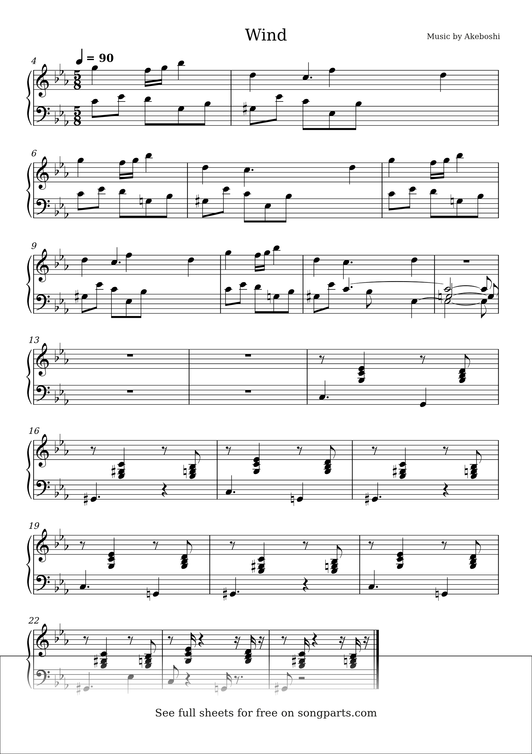 Превью нот Wind (Akeboshi)