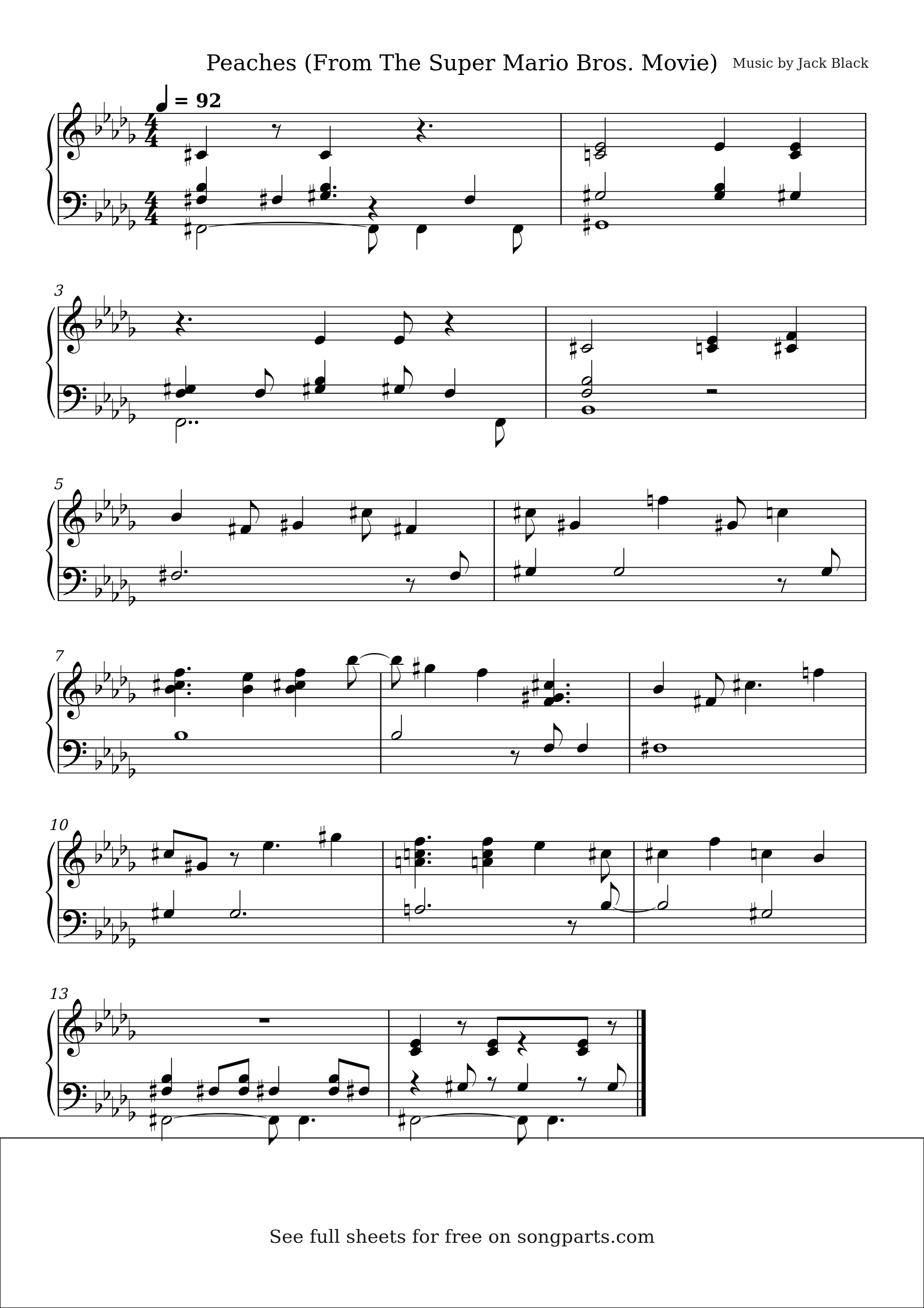 Sheet music preview for Peaches (From The Super Mario Bros. Movie) by Jack Black