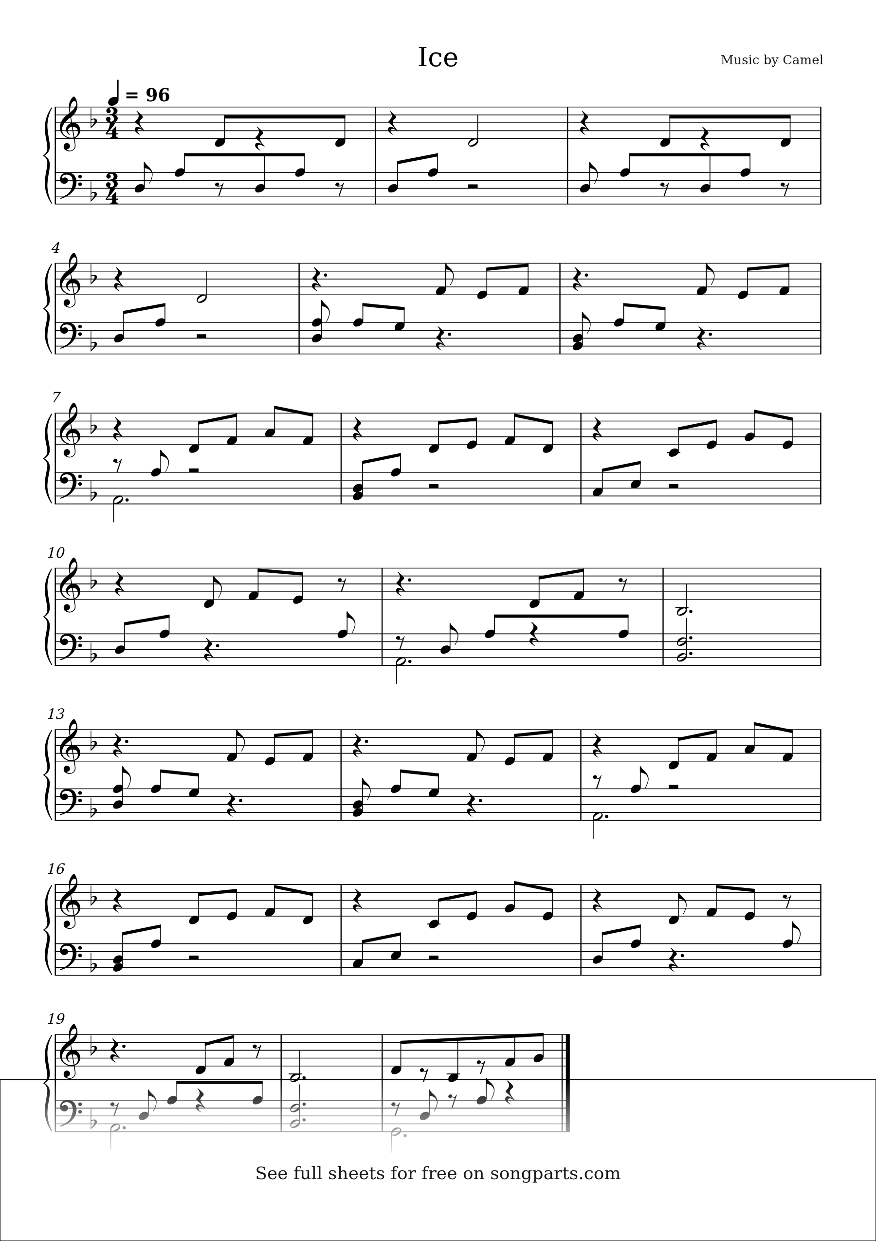 Sheet music preview for Ice by Camel