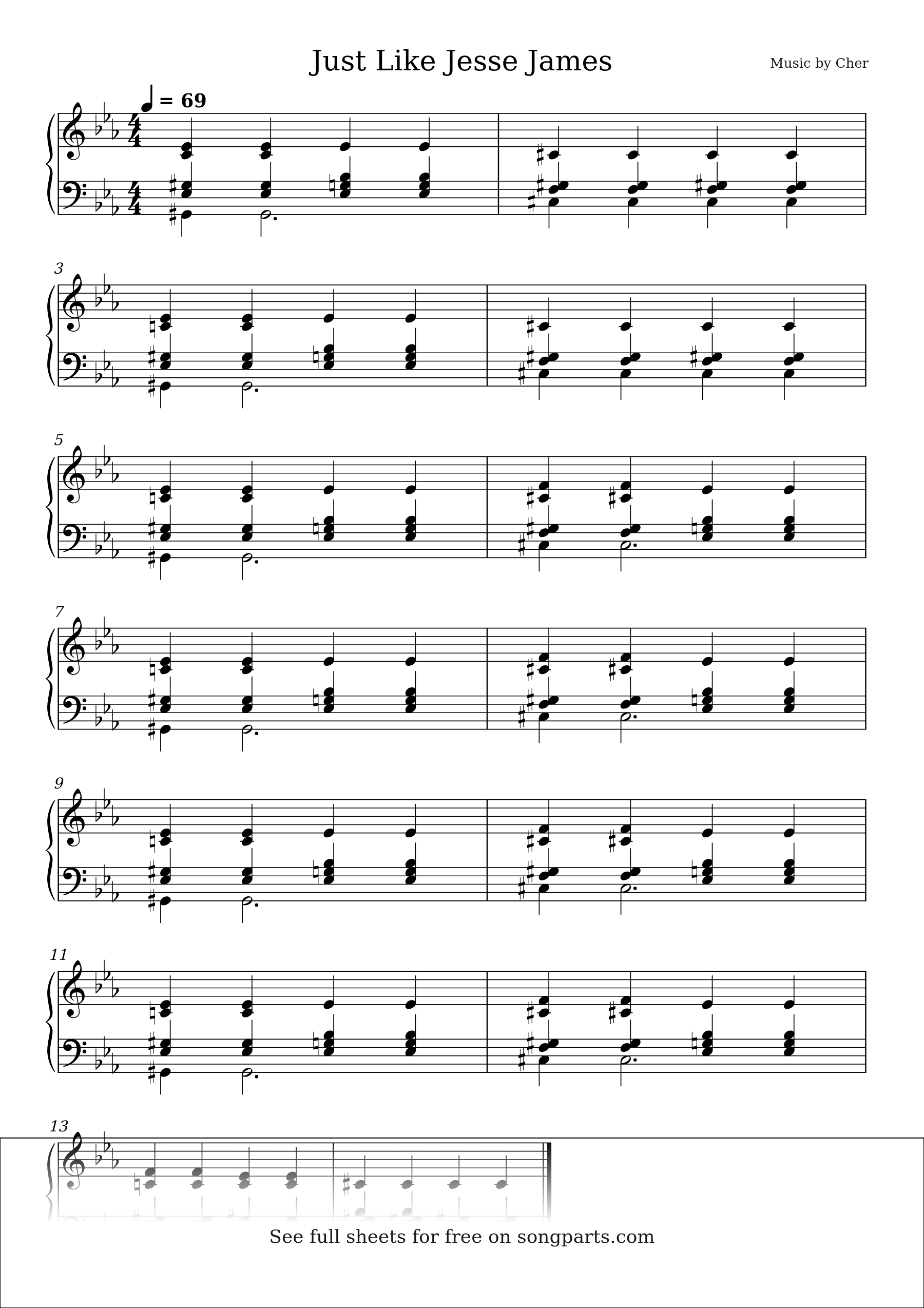 Sheet music preview for Just Like Jesse James by Cher