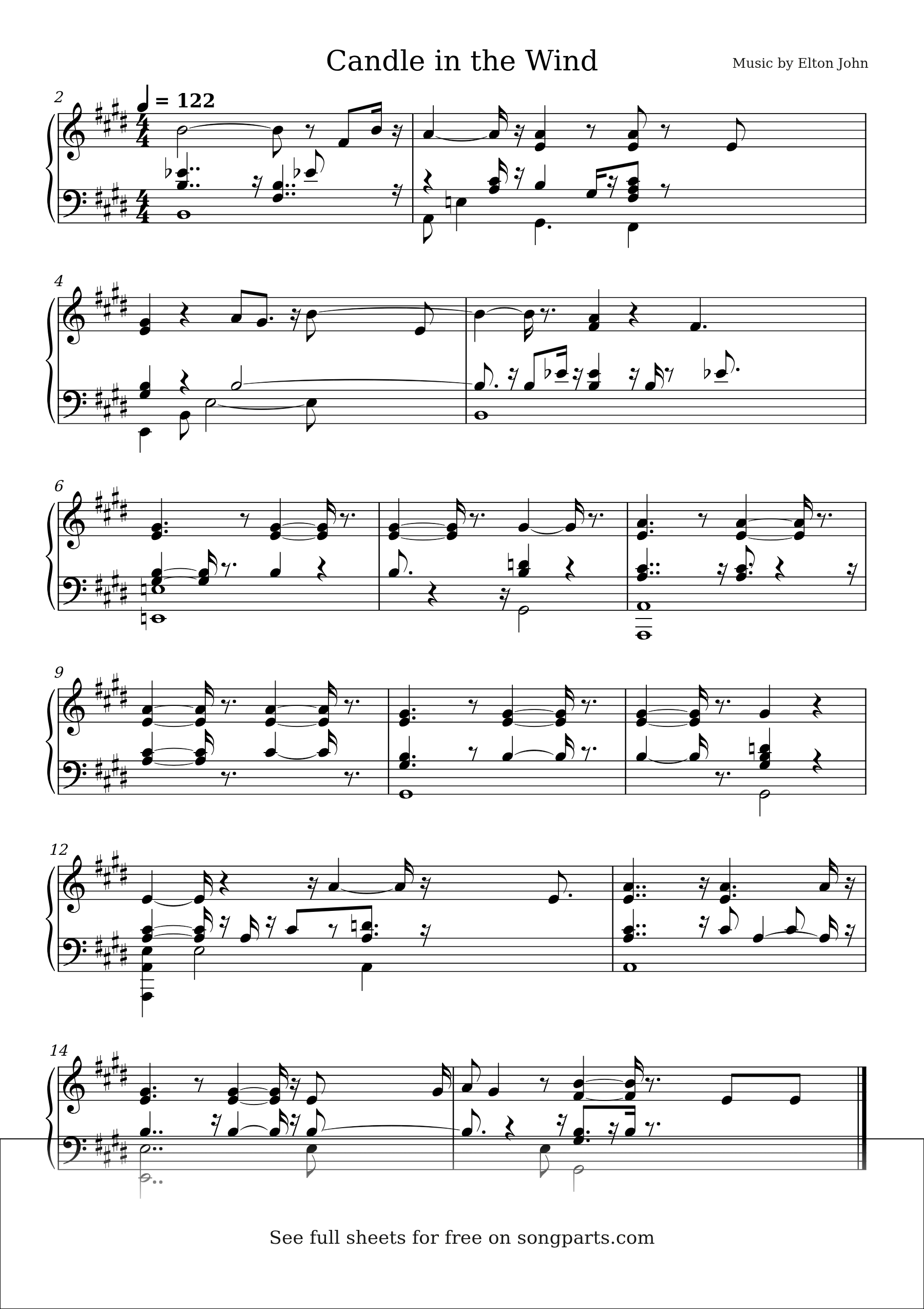 Sheet music preview for Candle in the Wind by Elton John