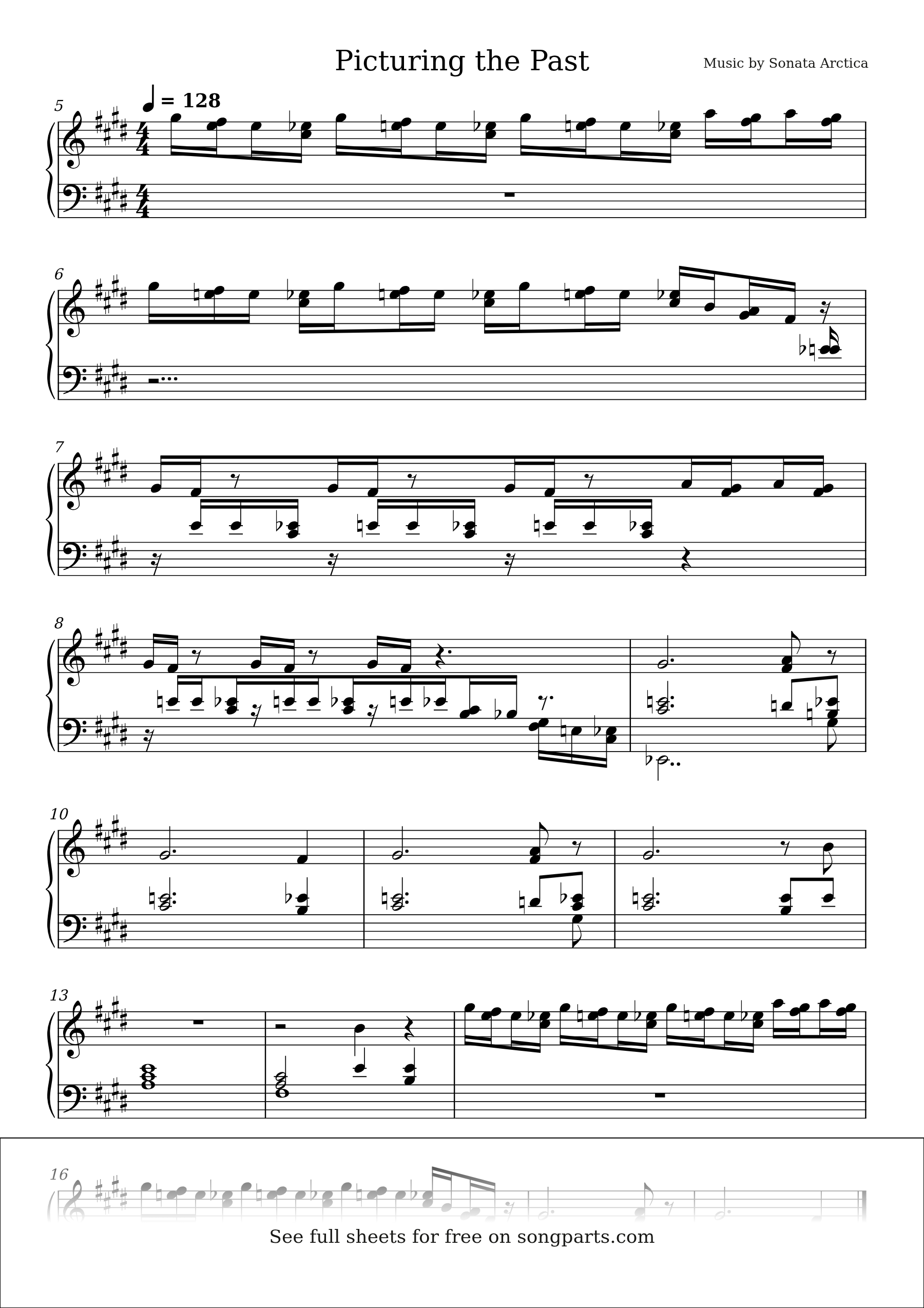 Sheet music preview for Picturing the Past by Sonata Arctica