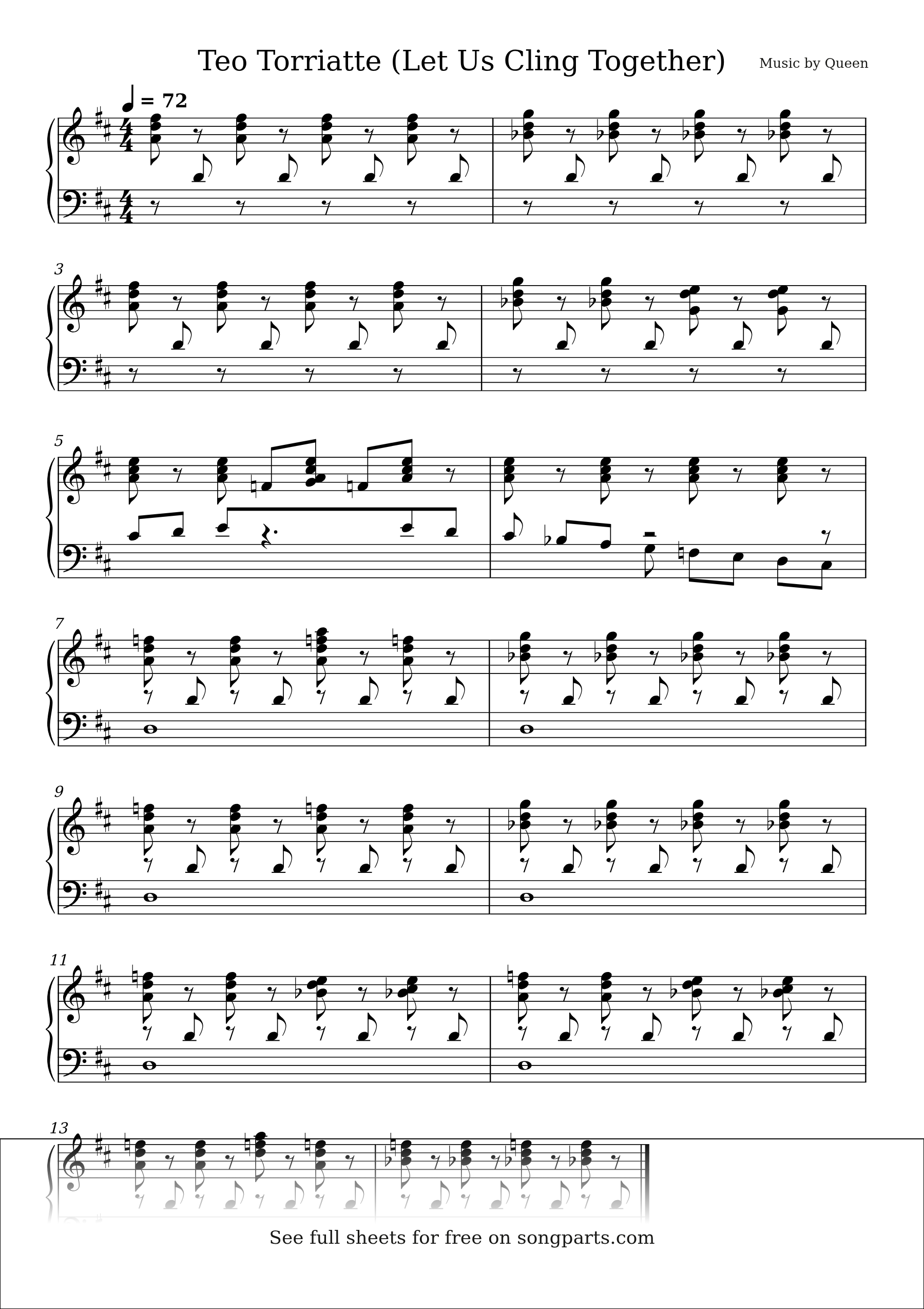 Vista previa de la partitura de Teo Torriatte (Let Us Cling Together) de Queen