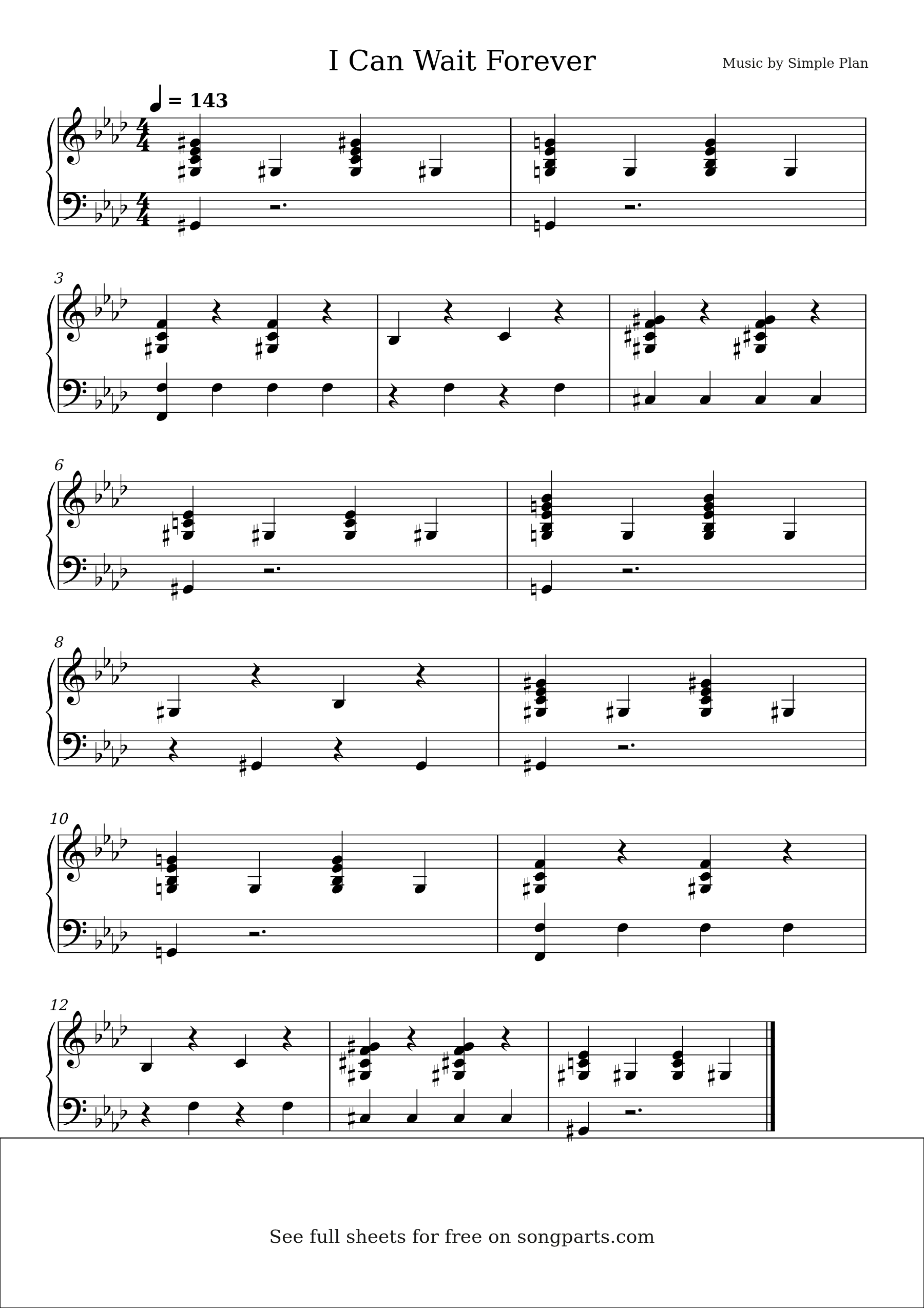 Vista previa de la partitura de I Can Wait Forever de Simple Plan