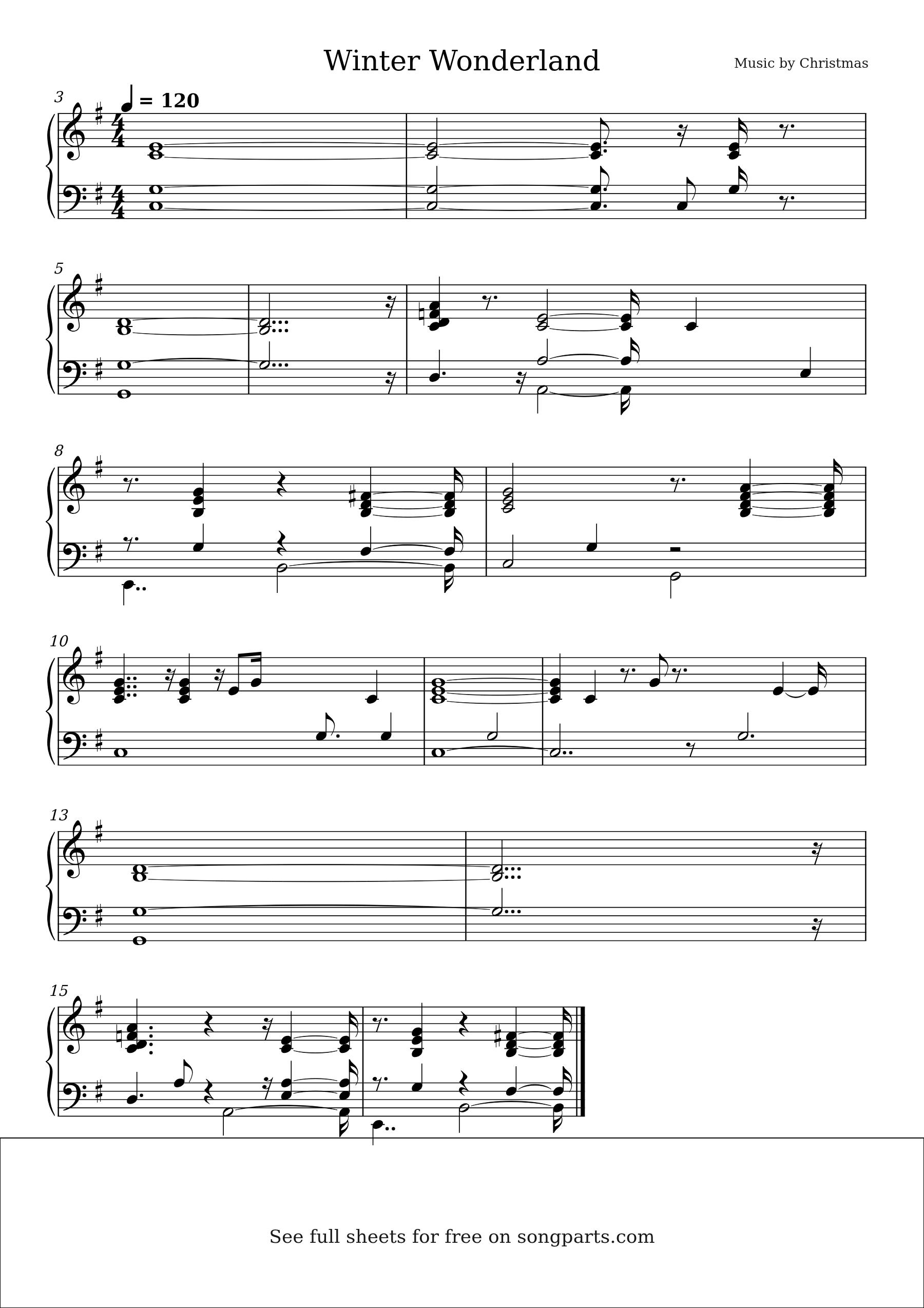 Vista previa de la partitura de Winter Wonderland de Christmas