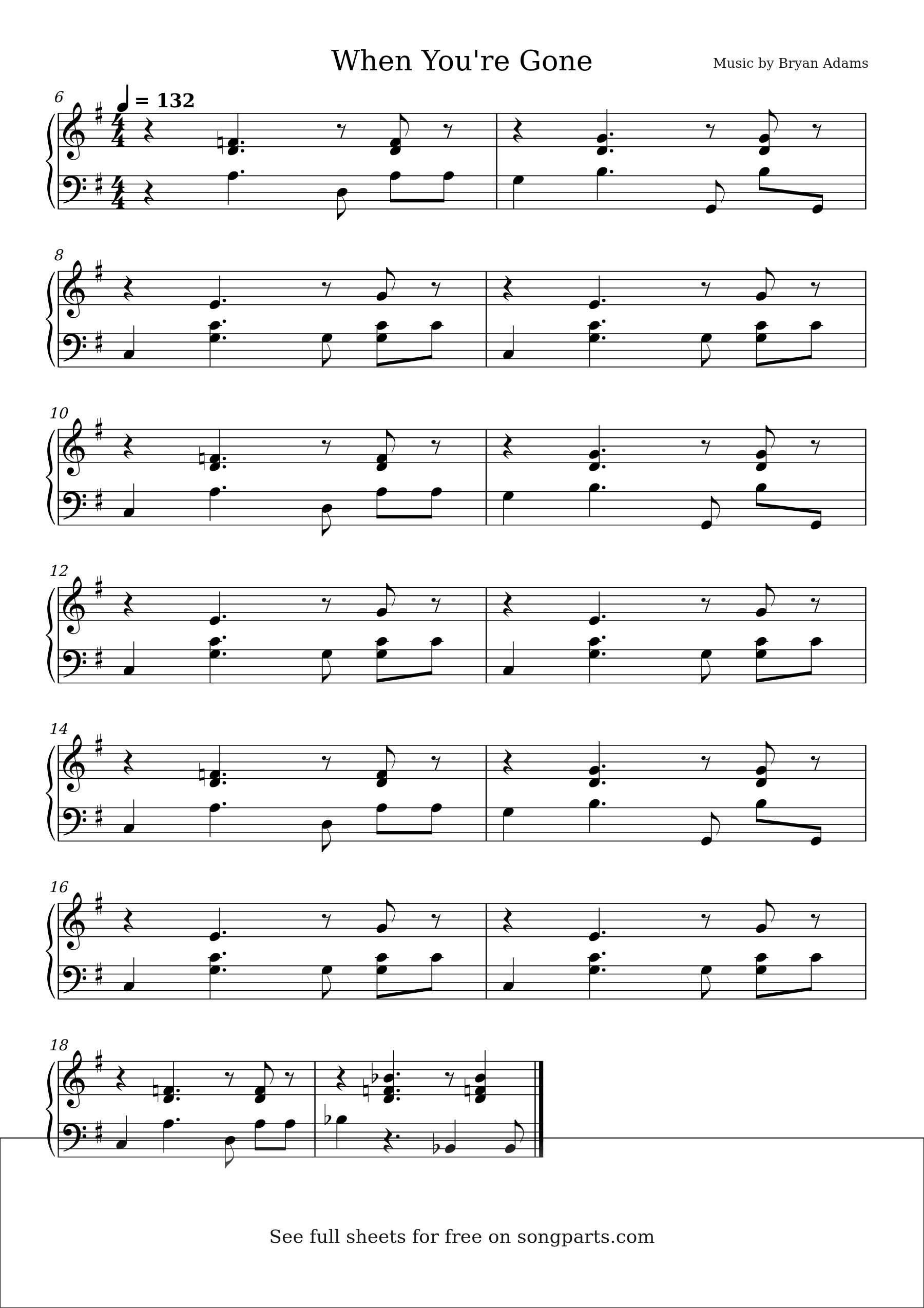 Превью нот When You're Gone (Bryan Adams)